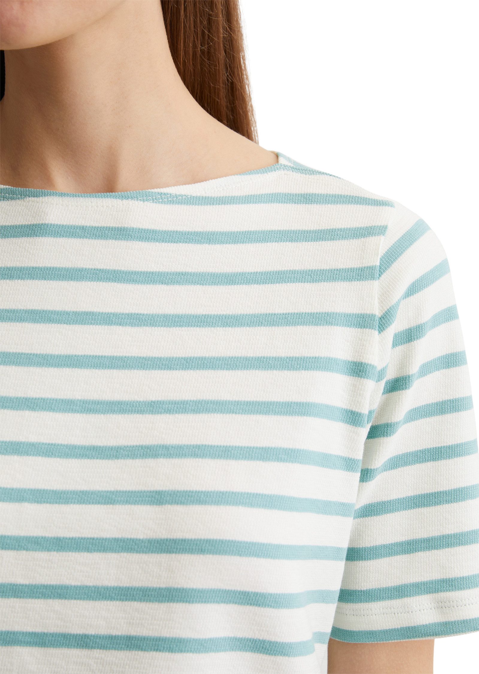 Marc O'Polo T-shirt gestreept, boothals, recht gesneden