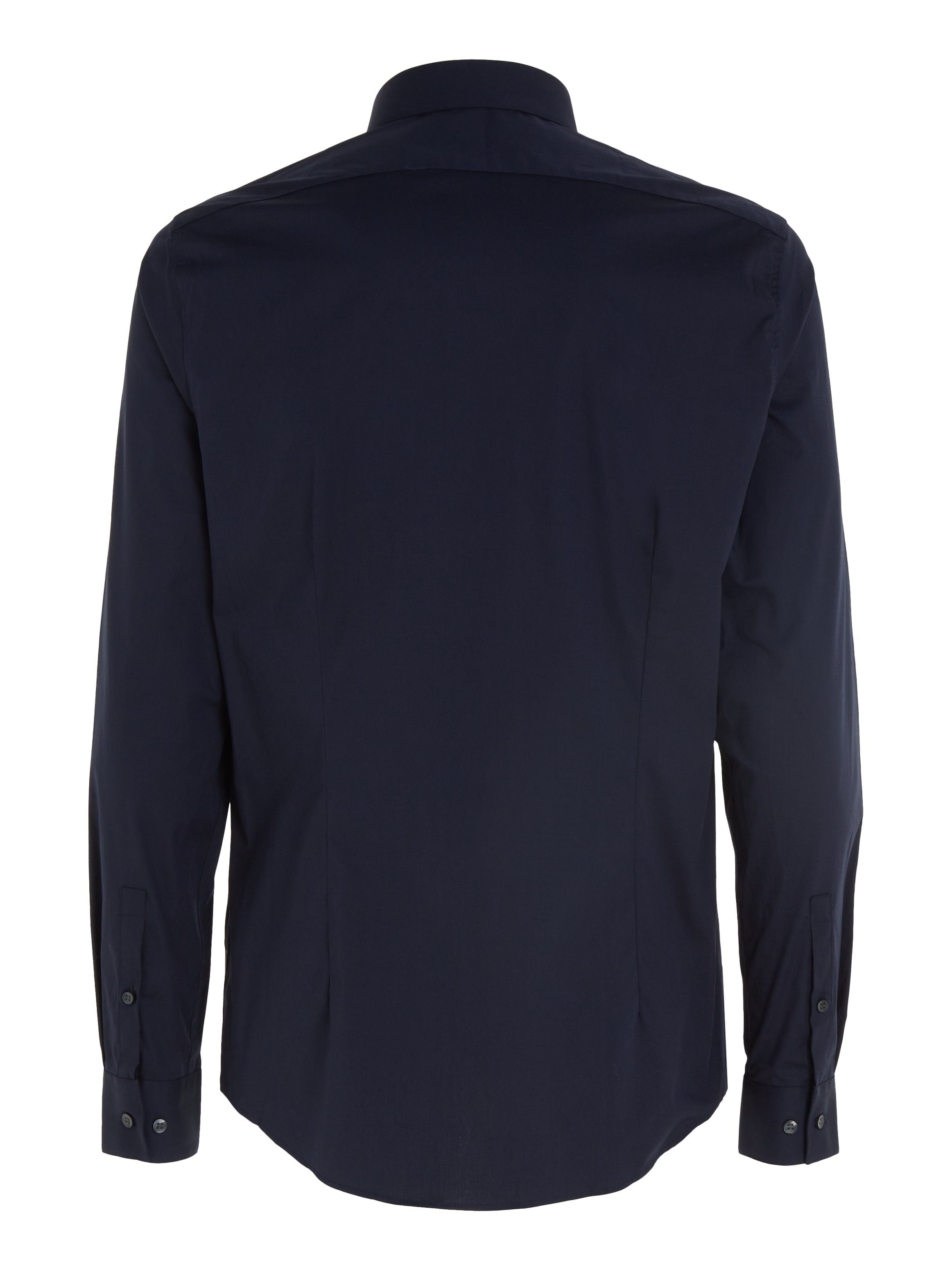 Calvin Klein Businessoverhemd POPLIN STRETCH SLIM SHIRT met kent-kraag, logoprint op borsthoogte