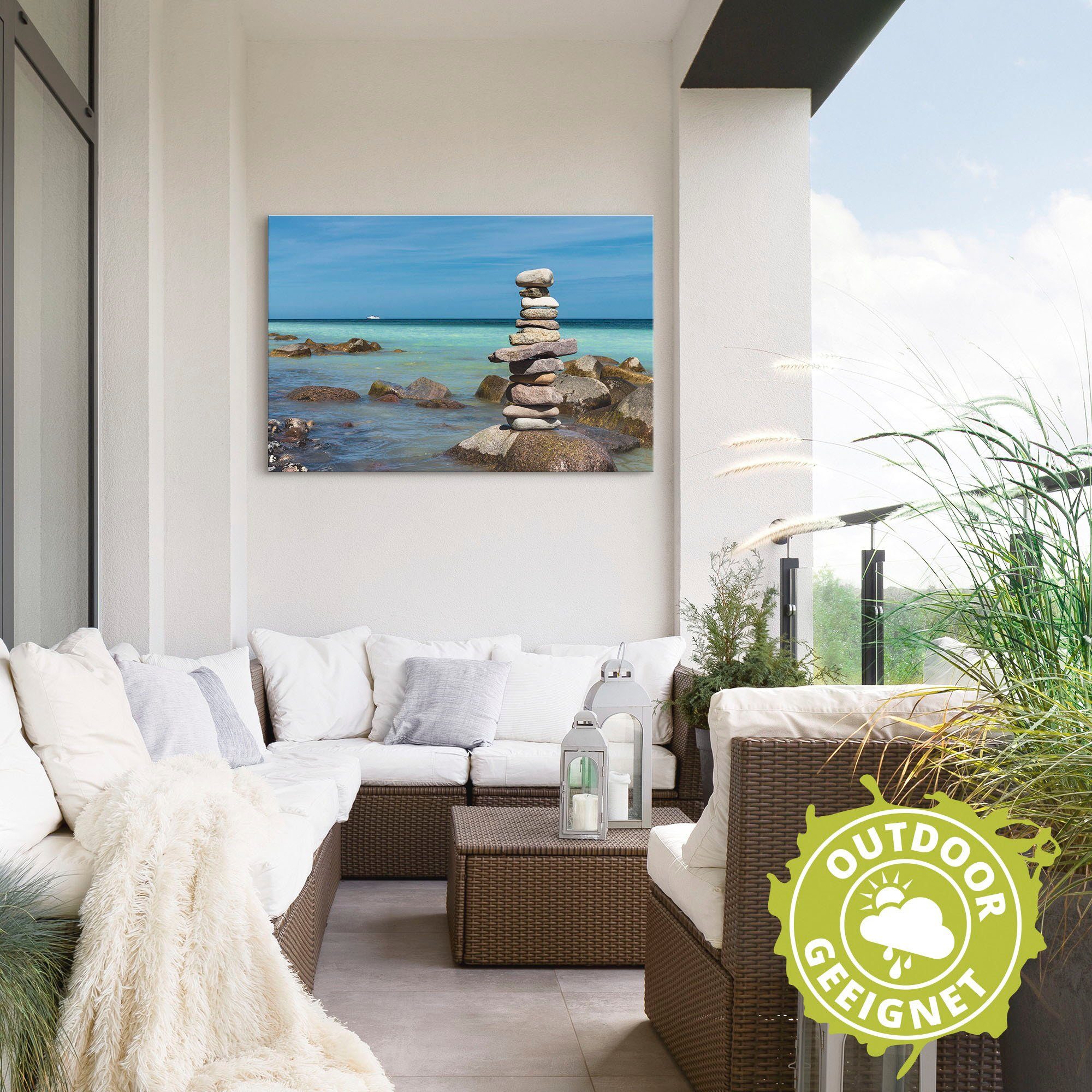 Artland Artprint Stenen aan de kust van de Oostzee als artprint van aluminium, artprint voor buiten, muursticker in diverse maten