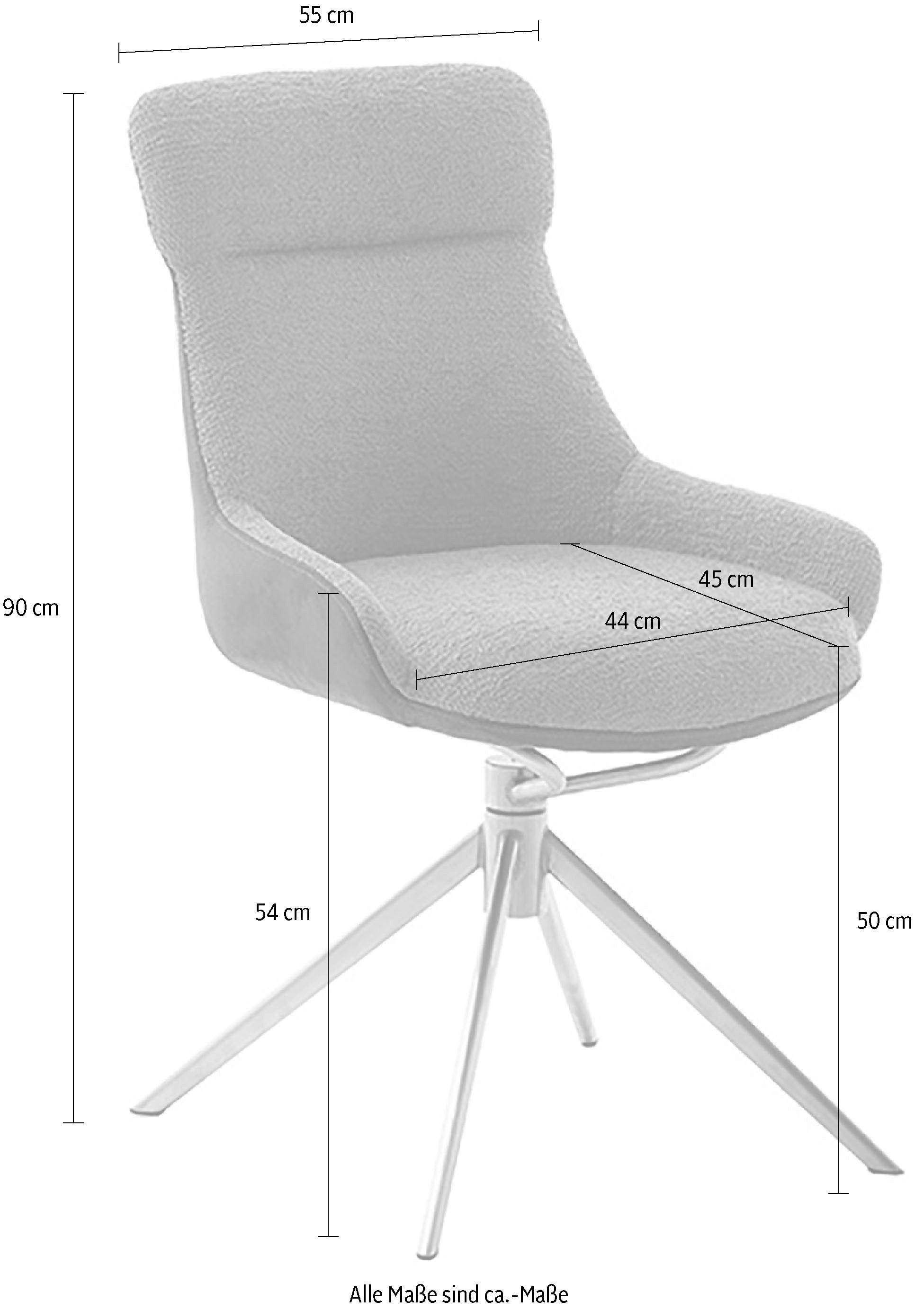 MCA furniture Eetkamerstoel (2-set), draaibaar 360°, draai- & schommelfunctie, zithoogte ca. 50 cm