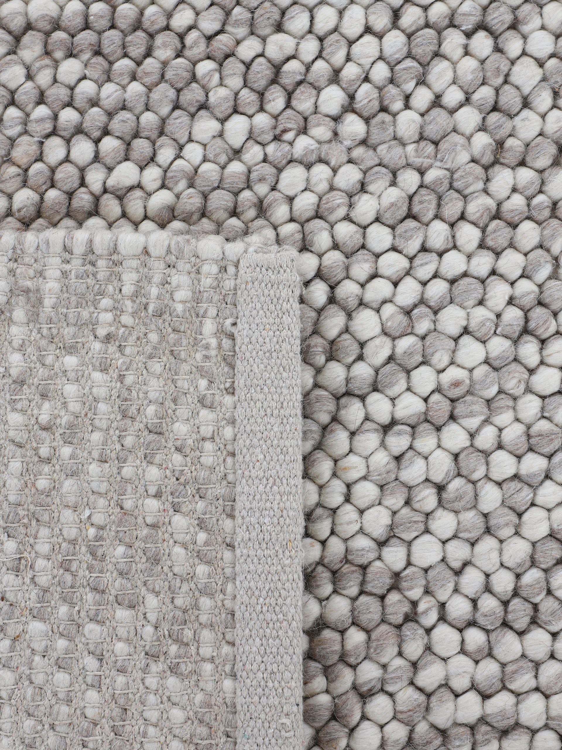 carpetfine Vloerkleed Calo Handgeweven tapijt, uni-kleuren, gemeleerd, handgeweven, 70% wol