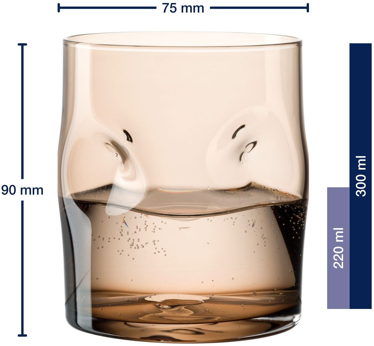 LEONARDO Glazenset Drinkglas VESUVIO, 300 ml, 4-stuks set conische vorm, opvallend design - met inkepingen (set, 4-delig)