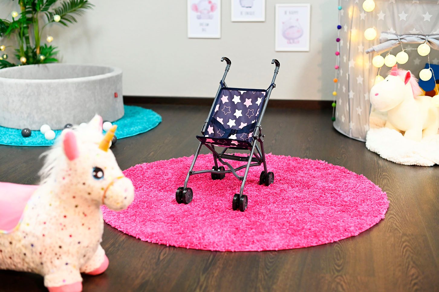 Knorrtoys® Poppenbuggy Sim - star blue pink