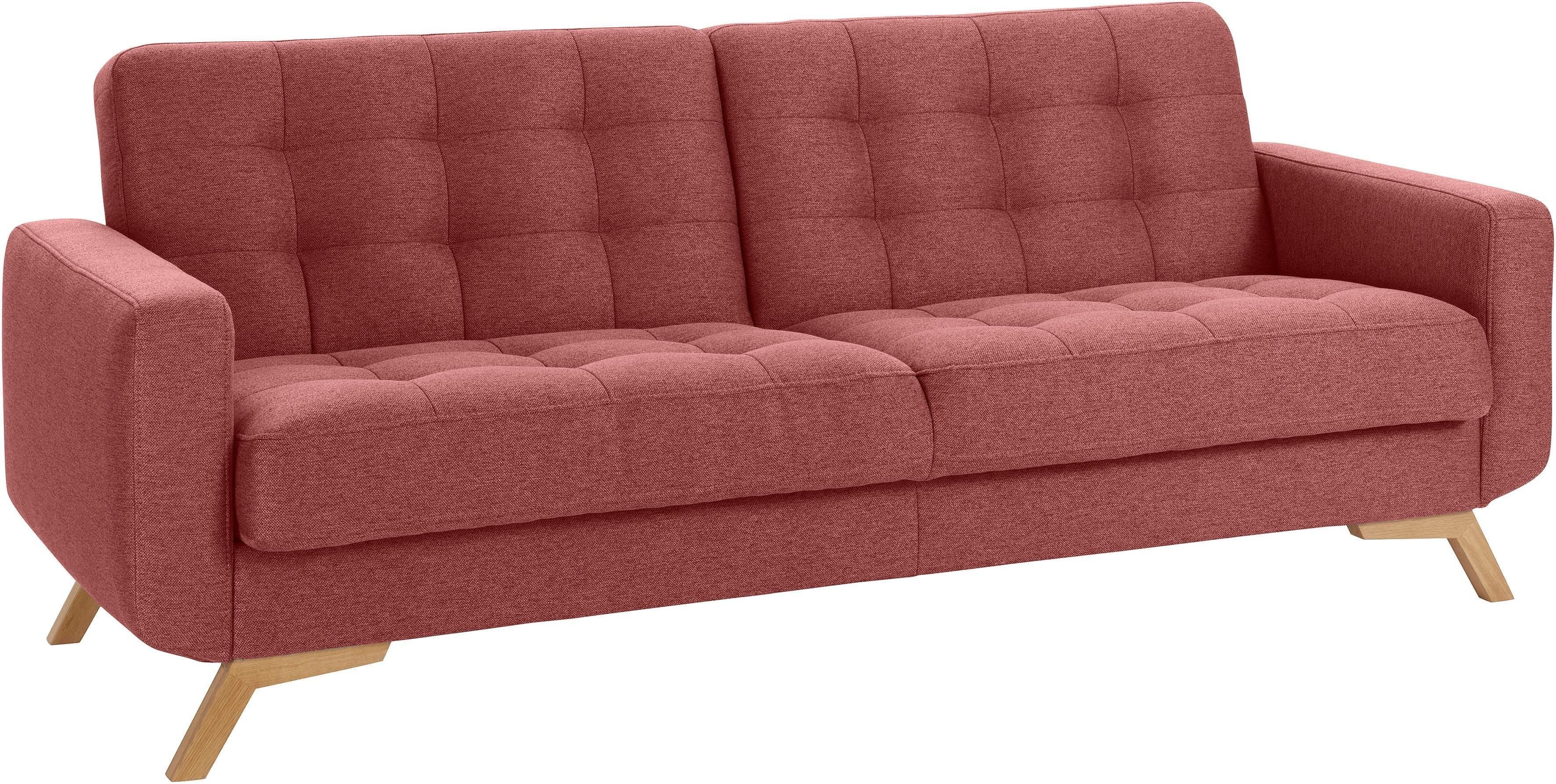 exxpo - sofa fashion 3-zitsbank Fiord, actueel design, geweldige afwerking in zitting en rug comfortabel, optioneel kantelbank met bedfunctie en bedlade, houten voet
