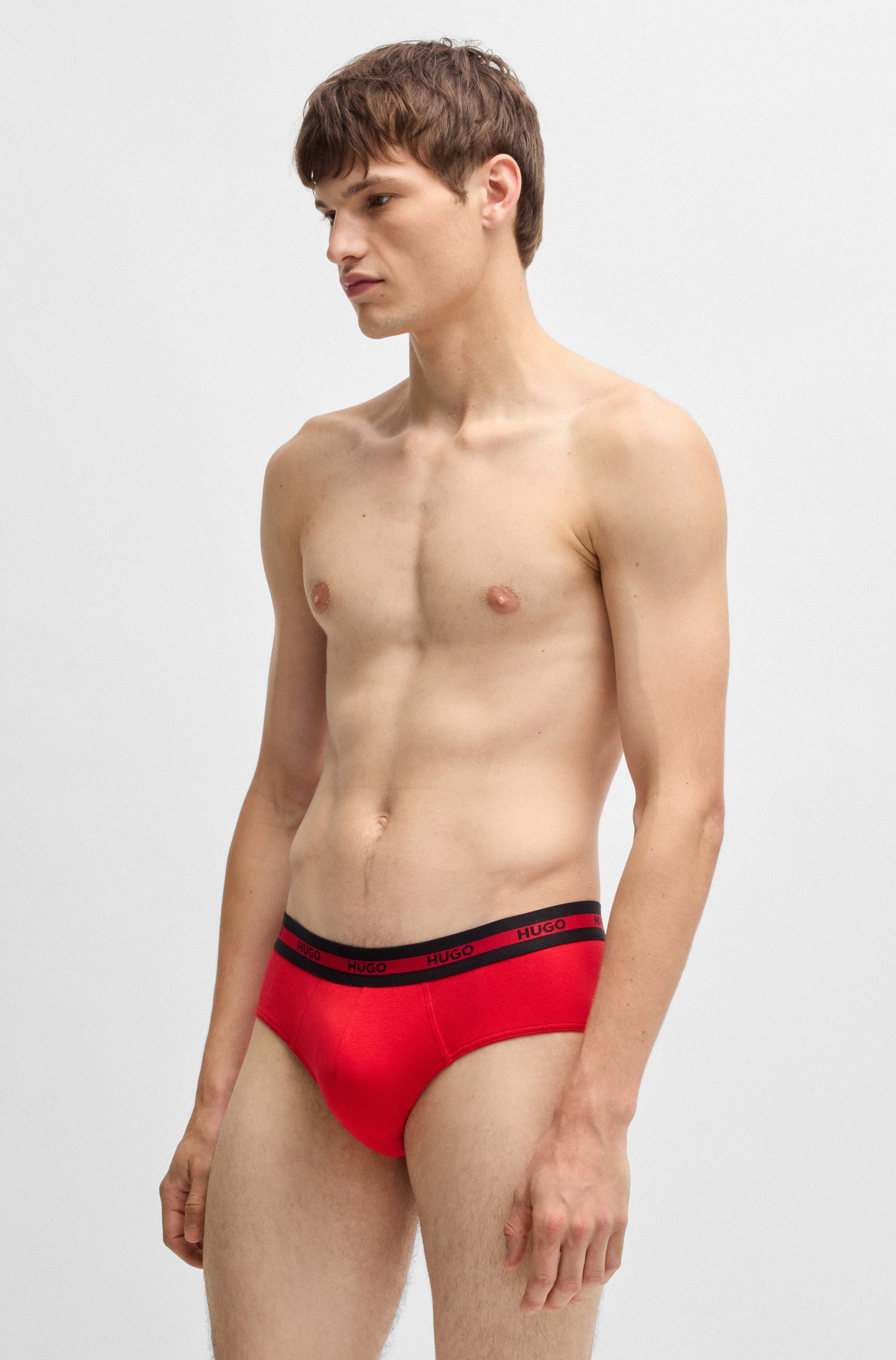 HUGO underwear Slip met contraststrepen en logo-opschriften op de tailleband (set, 3 stuks, In driepack)