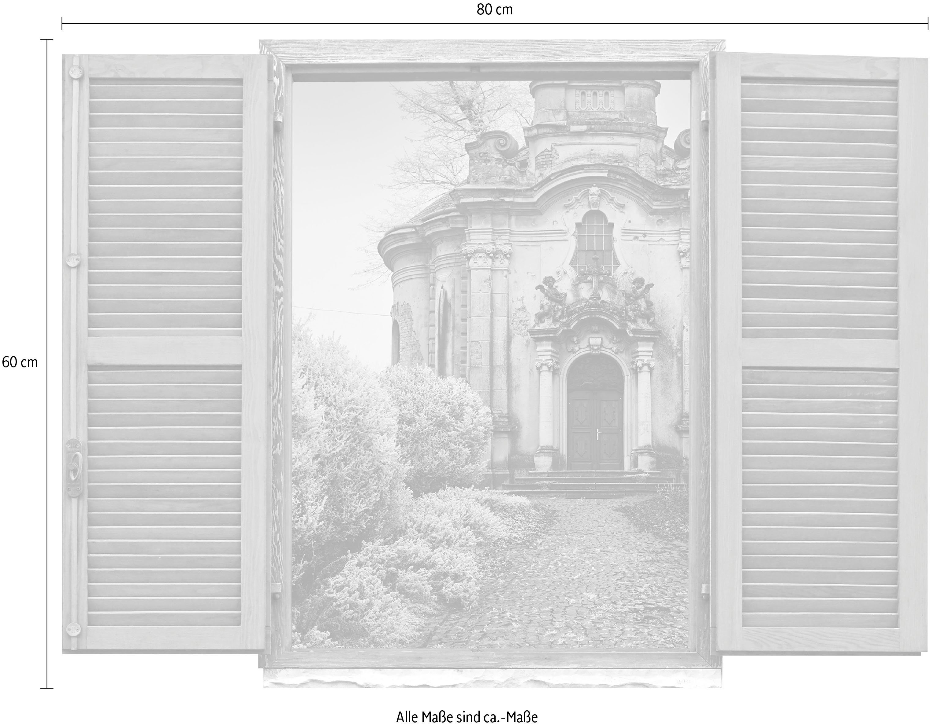 queence Wandfolie Huis Muursticker, muurdecoratie, zelfklevend, 3D, raam (1 stuk)