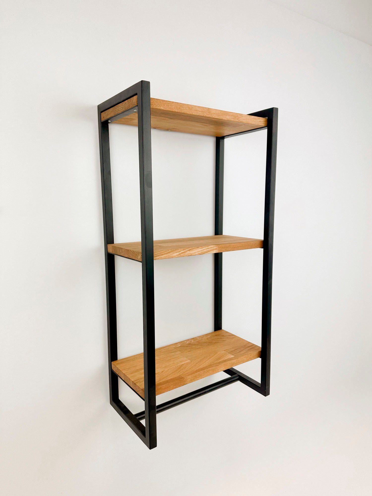 andas Wandplank Genoa Frame van metaal, planken van massief eiken