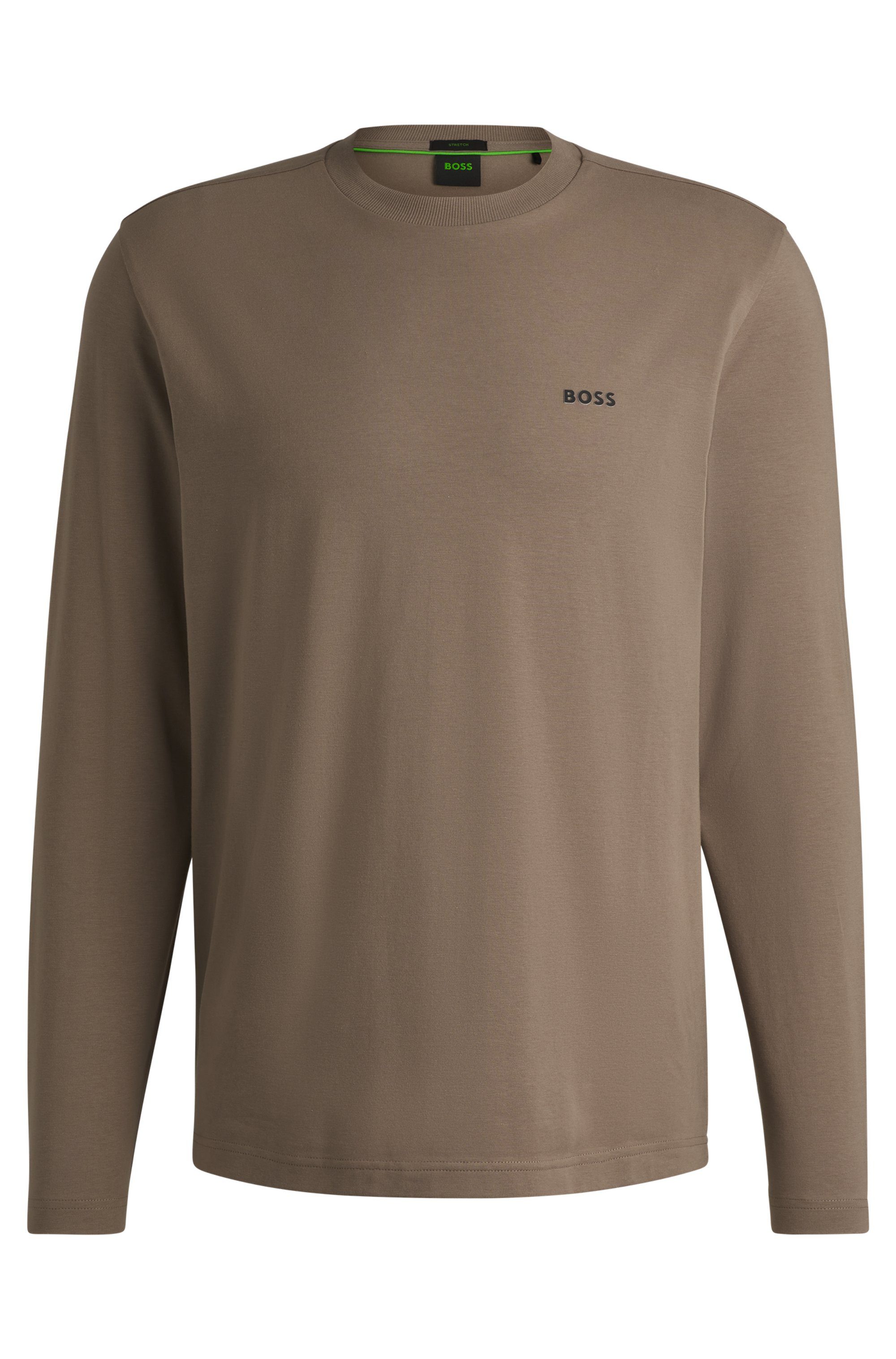 BOSS GREEN Shirt met lange mouwen Tee Long met een ronde hals
