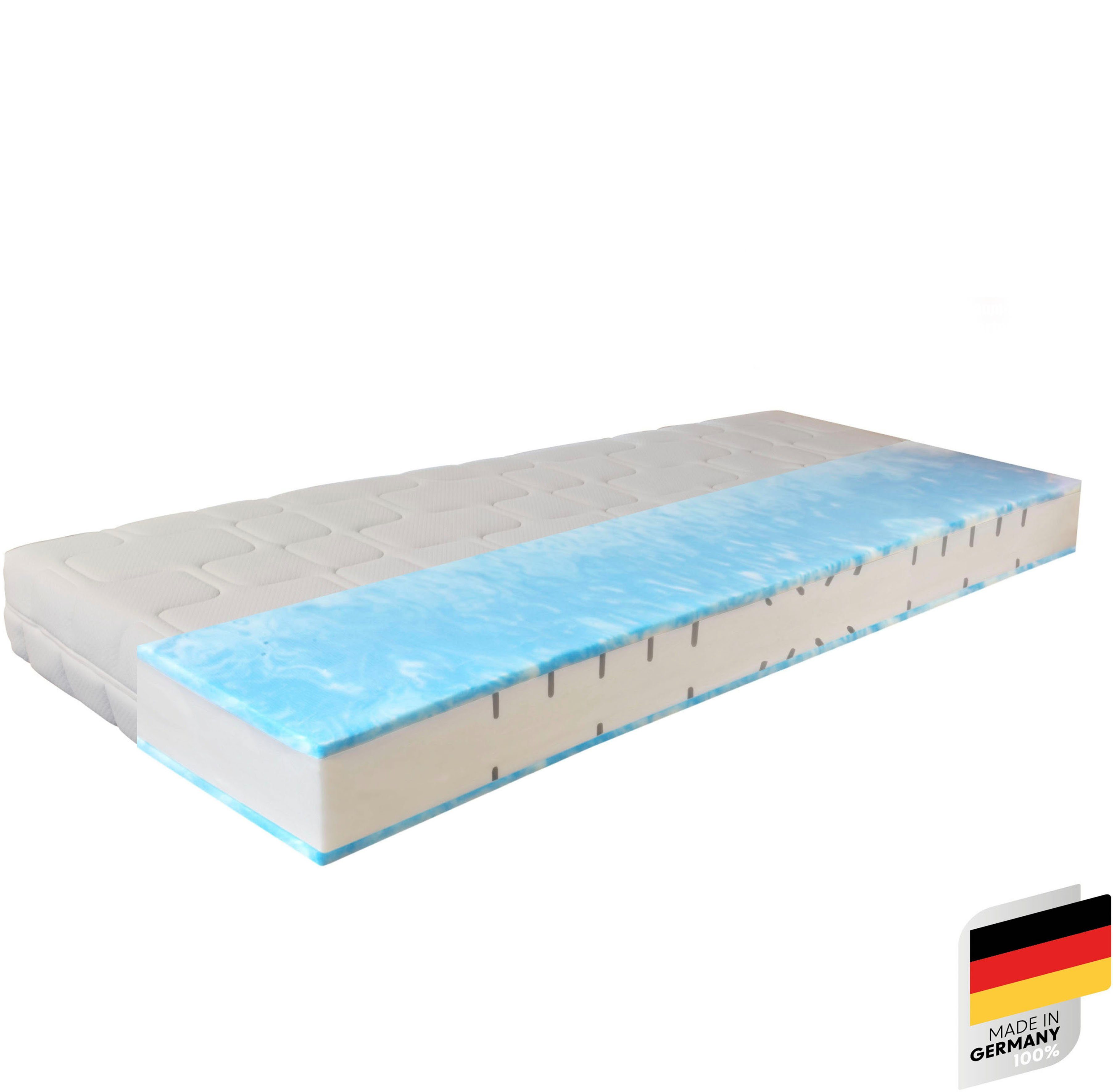 Beco Gelschuimmatras GUMO MAXX, 7 zones matras 90x200, 140x200 en andere maten drukverlagende gel-schuimlaag, zachte & stevige kant, ademend hoogte 25 cm