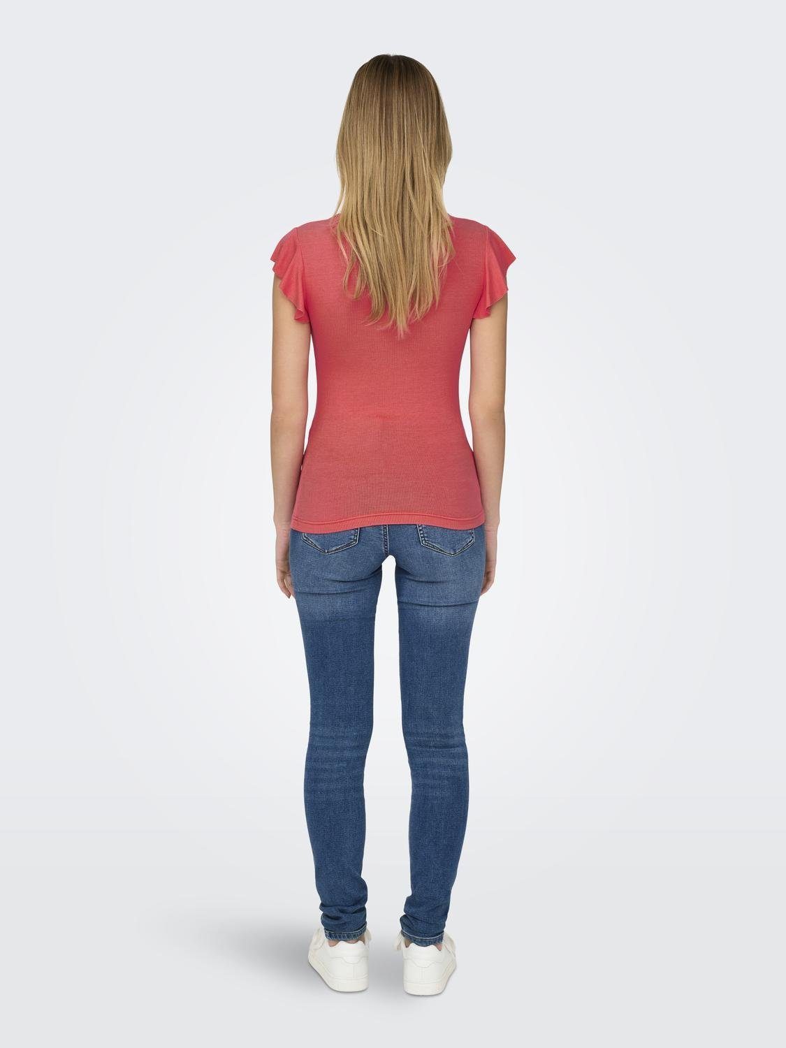 Only Shirt met V-hals ONLBELIA S/L TOP JRS NOOS