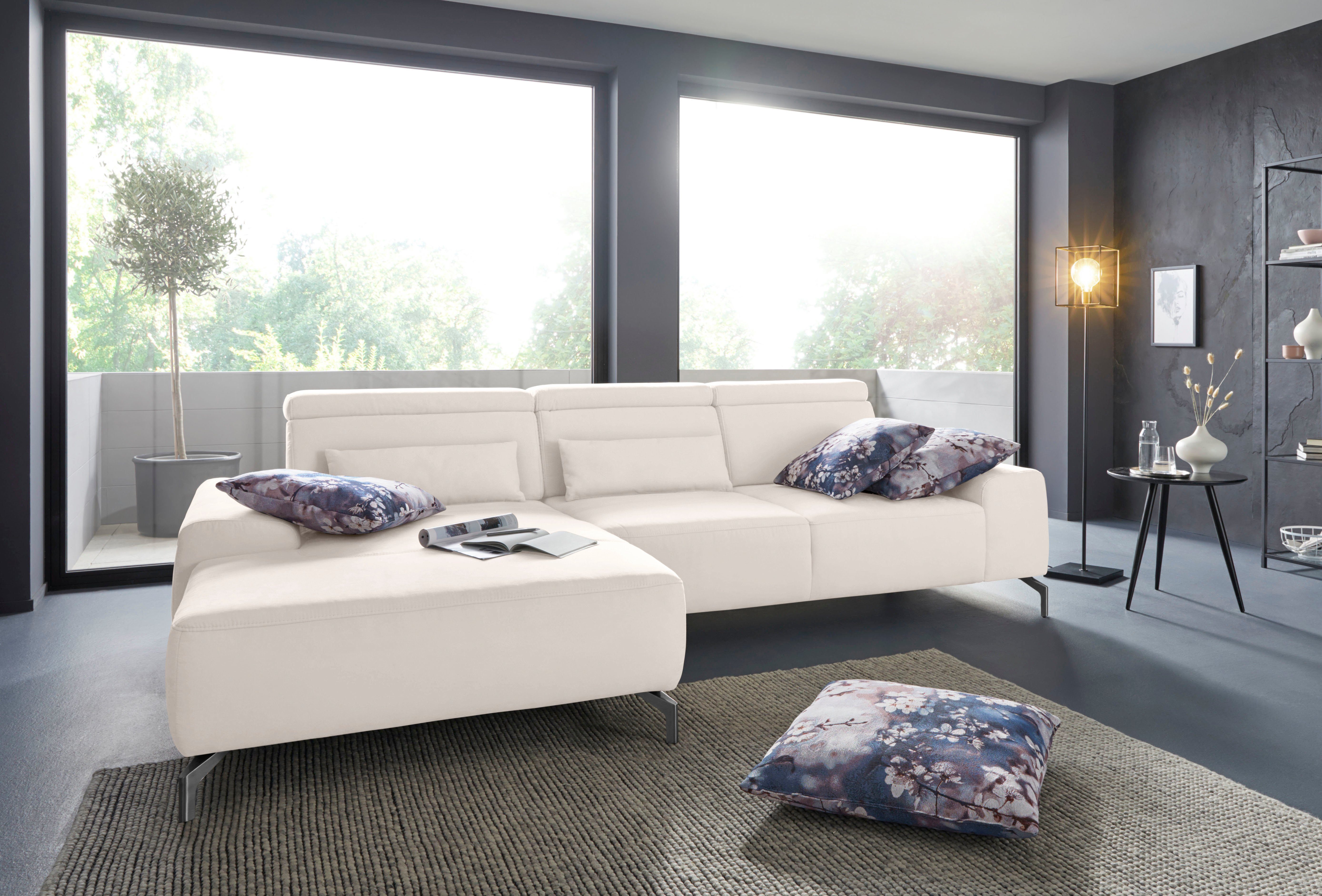 sit&more Hoekbank Gizeh L-vorm Poothoogte 15 cm, inclusief zitdiepteverstelling en verstelbare hoofdsteun
