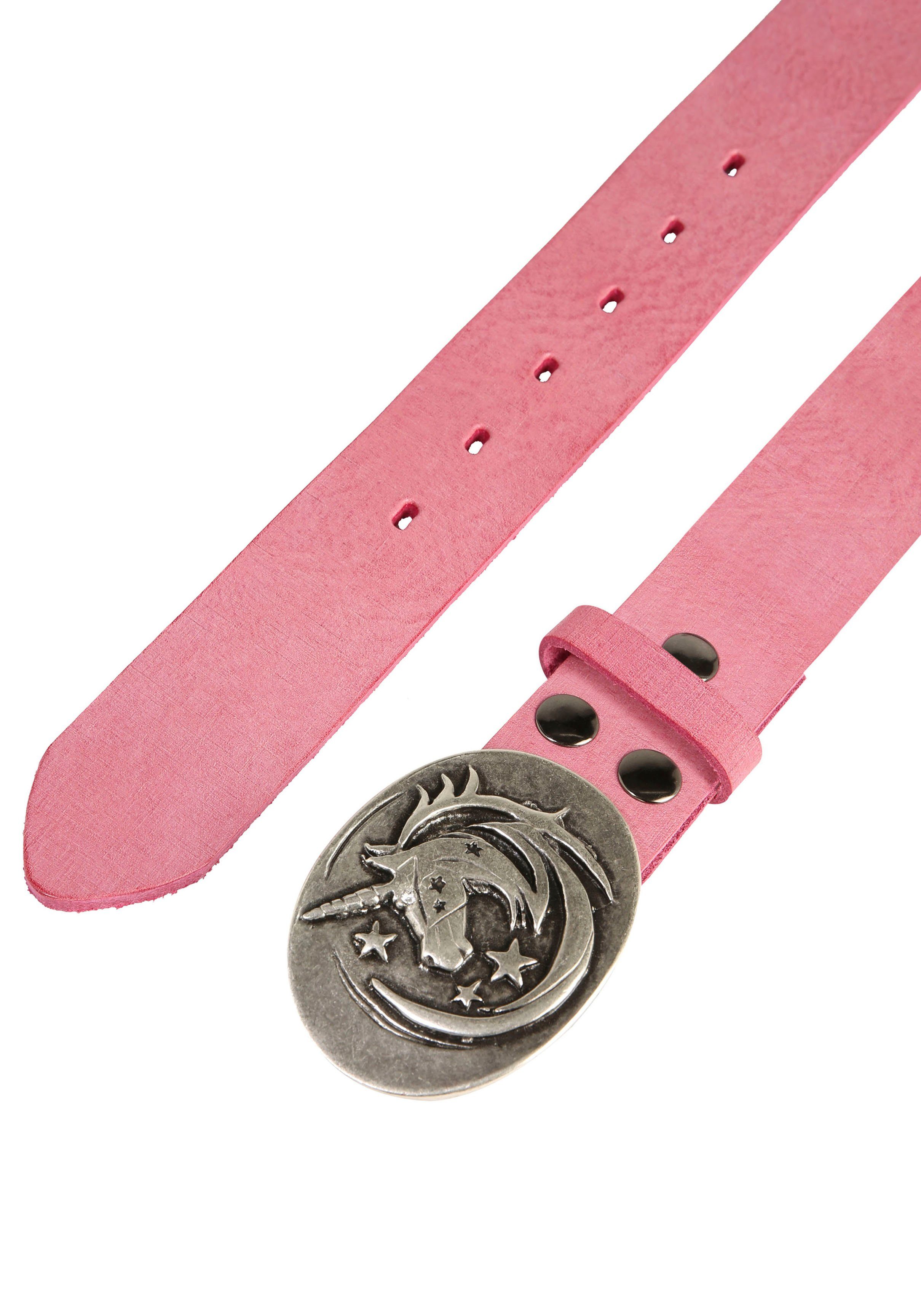 RETTUNGSRING by showroom 019° Leren riem met verwisselbare sluiting "eenhoorn kristal"