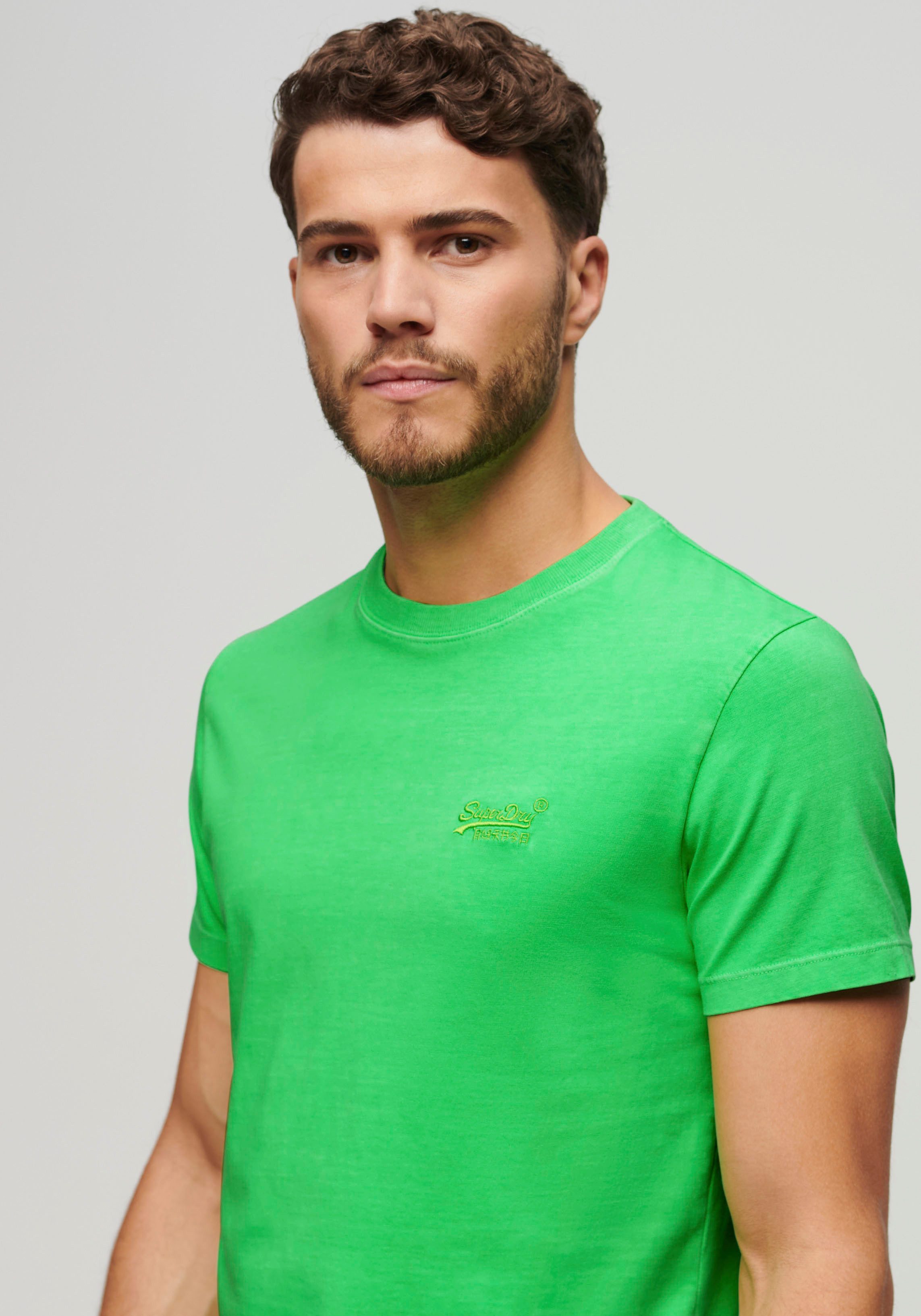 Superdry Shirt met ronde hals ESSENTIAL LOGO EMB NEON TEE
