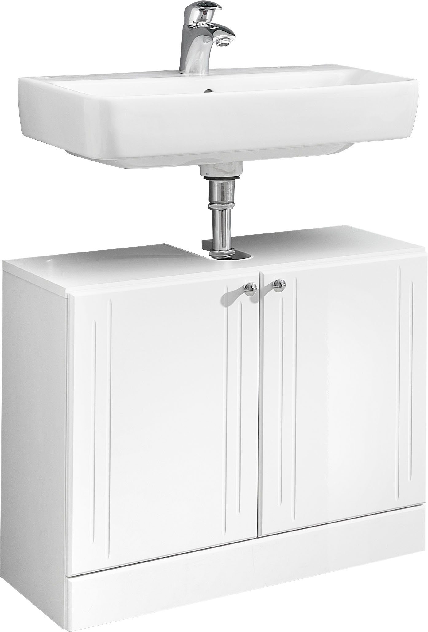 Saphir Wastafelonderkast Quickset 955 Onderkast, wit hoogglans, 2 deuren Wastafelonderkast inclusief deurdemper, 65 cm breed, zonder wasbak