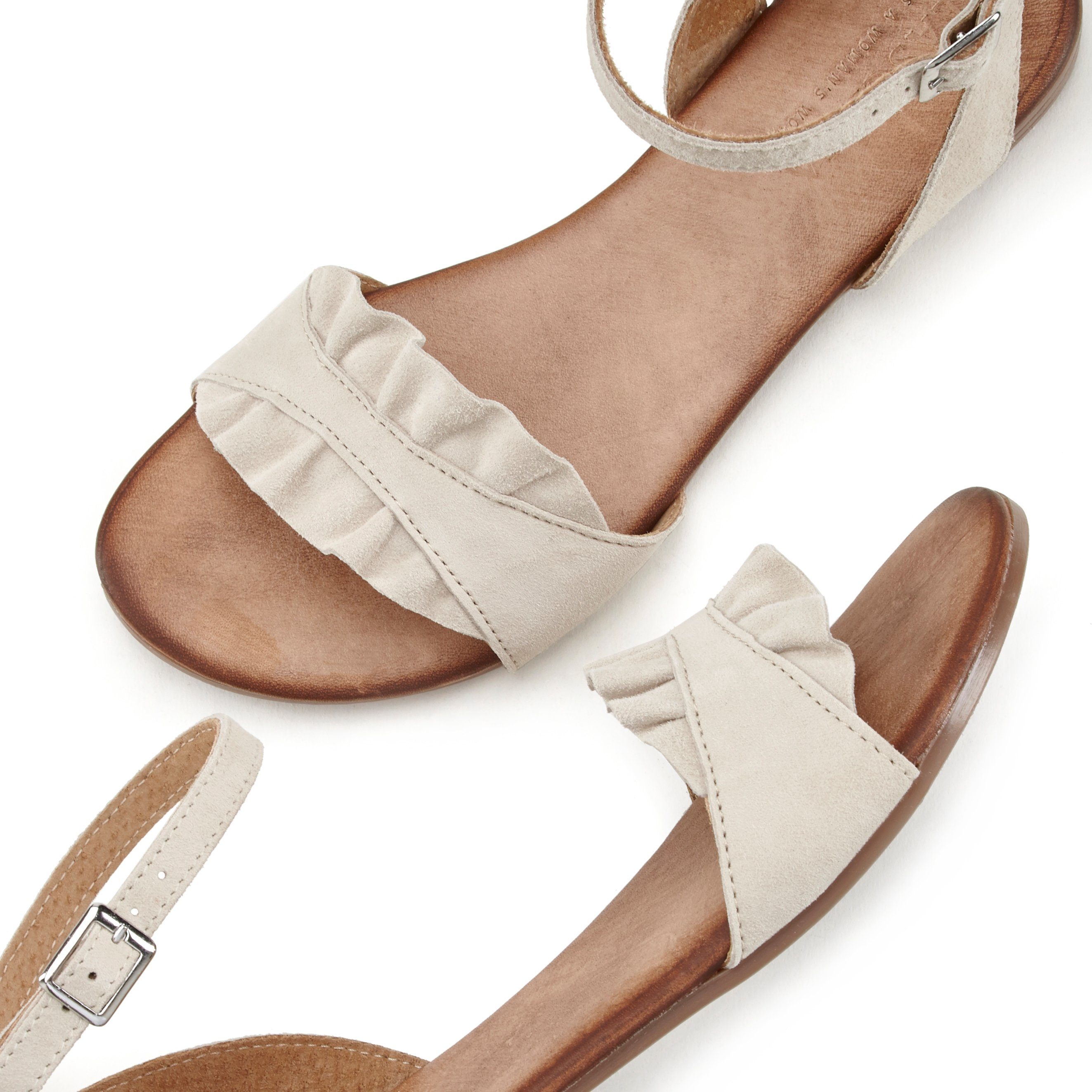 Lascana Sandalen Zomerschoen Sandalette, zomerschoen van hoogwaardig leer met kleine ruches