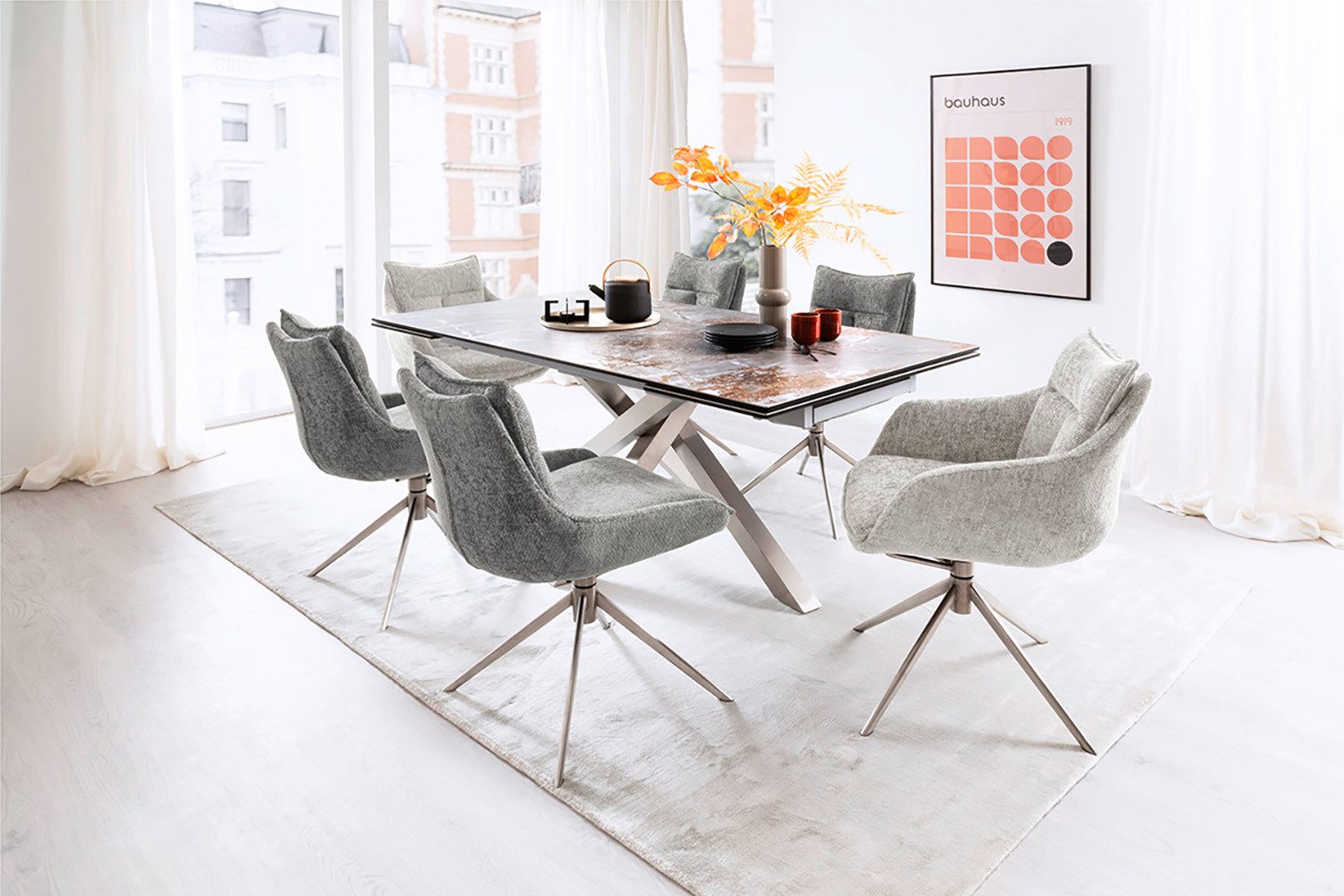 MCA furniture Eetkamerstoel Parker (2-set), draaibaar 360°, draai- & schommelfunctie, belastbaarheid 120 kg