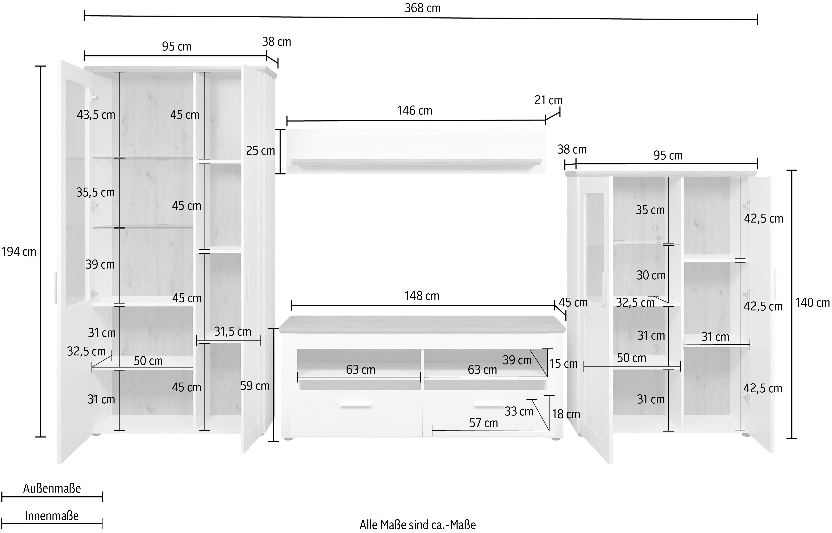 Home affaire Wandmeubel Nybro (set, 4-delig)