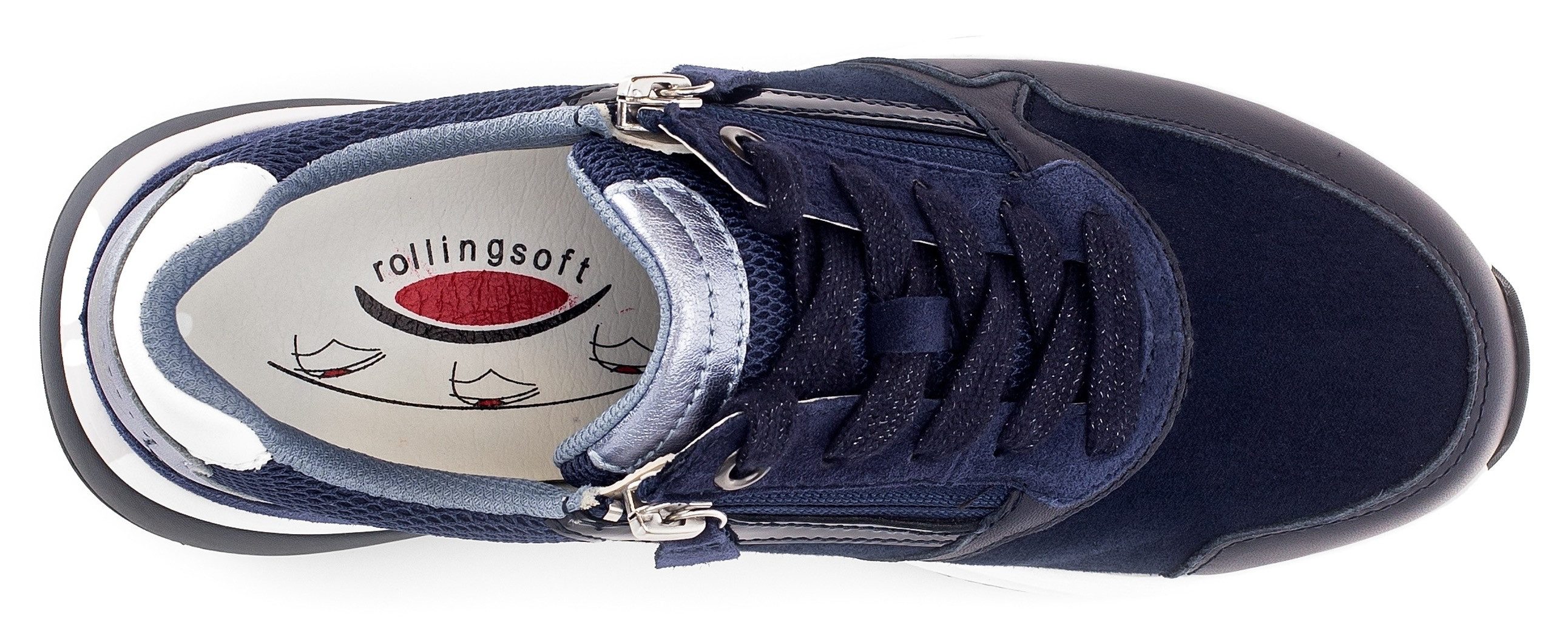 Gabor Rollingsoft Sneakers met sleehak , vrijetijdsschoen, lage schoen, veterschoen met gevoerde schacht