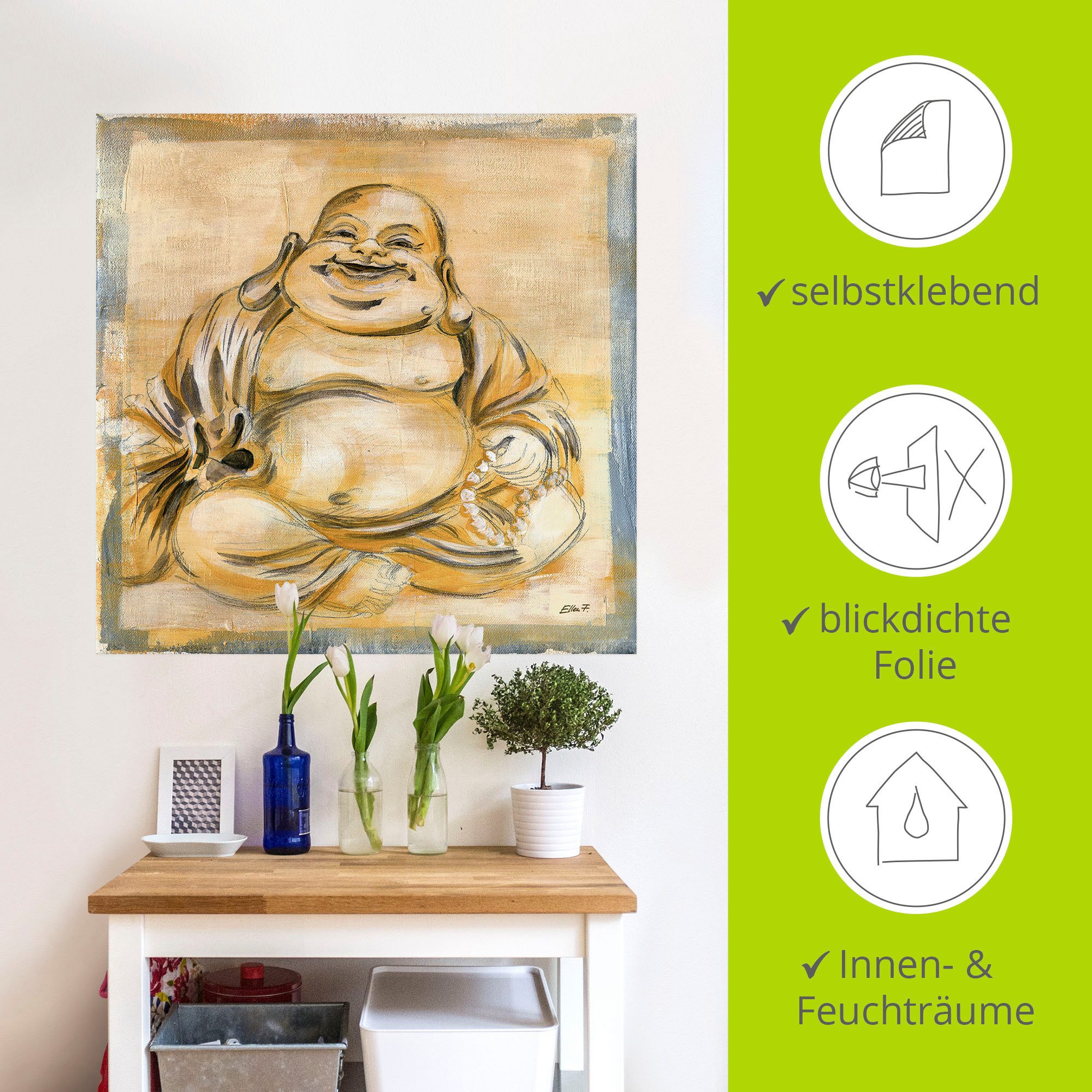 Artland Artprint Vrolijke boeddha I als artprint op linnen, poster, muursticker in verschillende maten