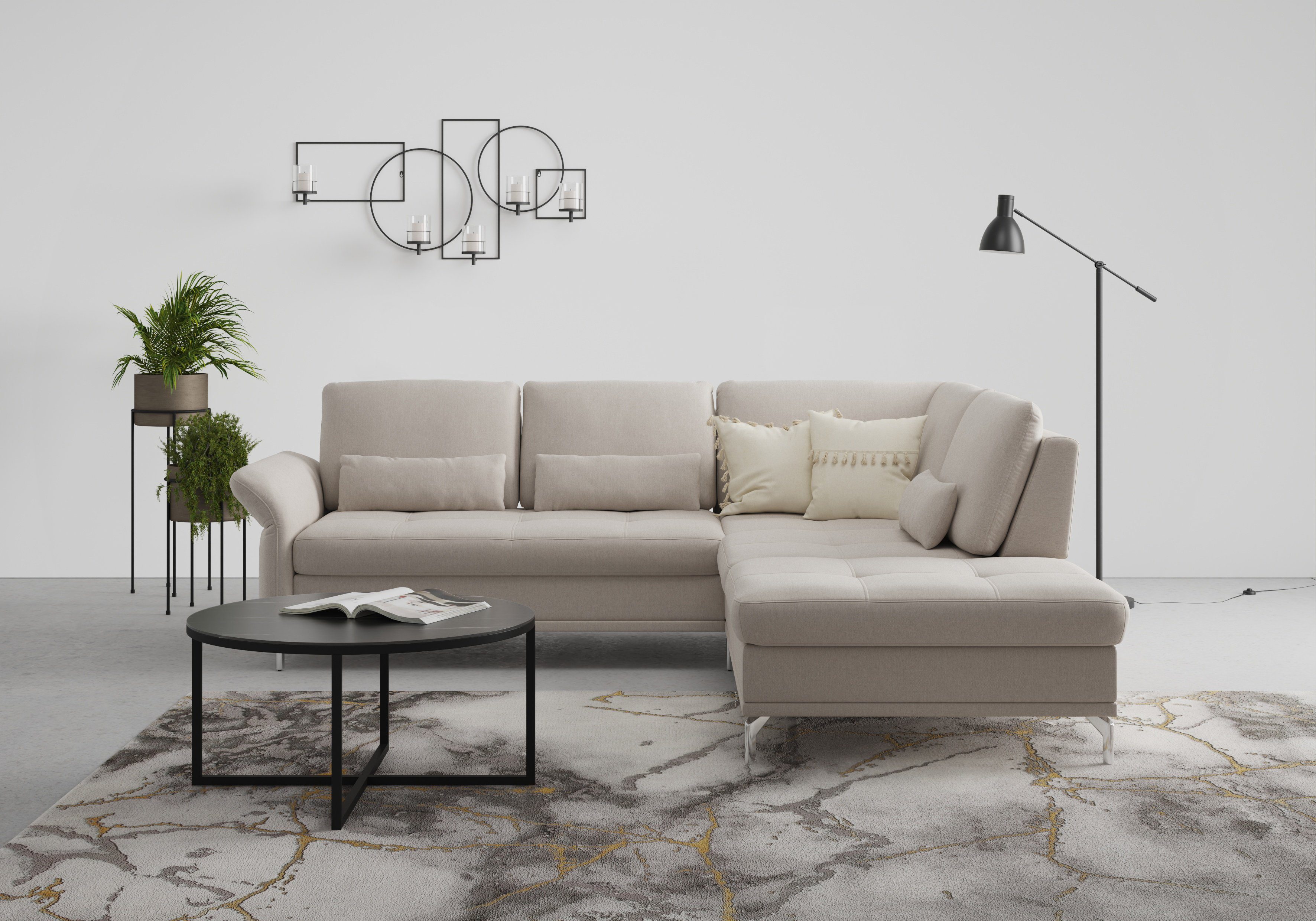 INOSIGN Hoekbank Palm Beach L-vorm Binnenvering, met zitdiepteverstelling, naar keuze met slaapfunctie beige, hoekbanken, Luxe-microvezel Euphoria,