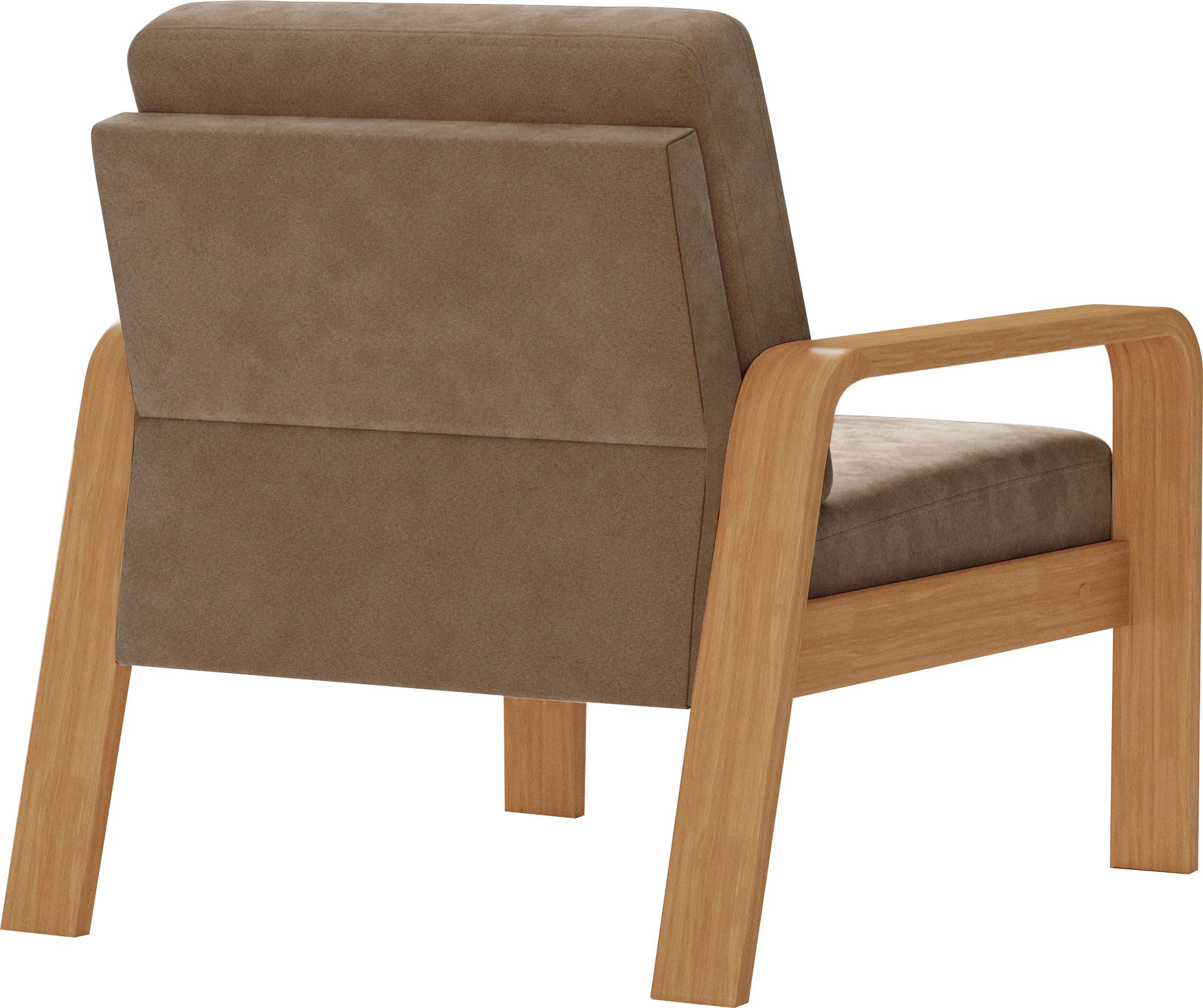 sit&more Fauteuil Kolding Armleuningen van eikenkleurig beukenhout, verschillende bekledingen en kleuren