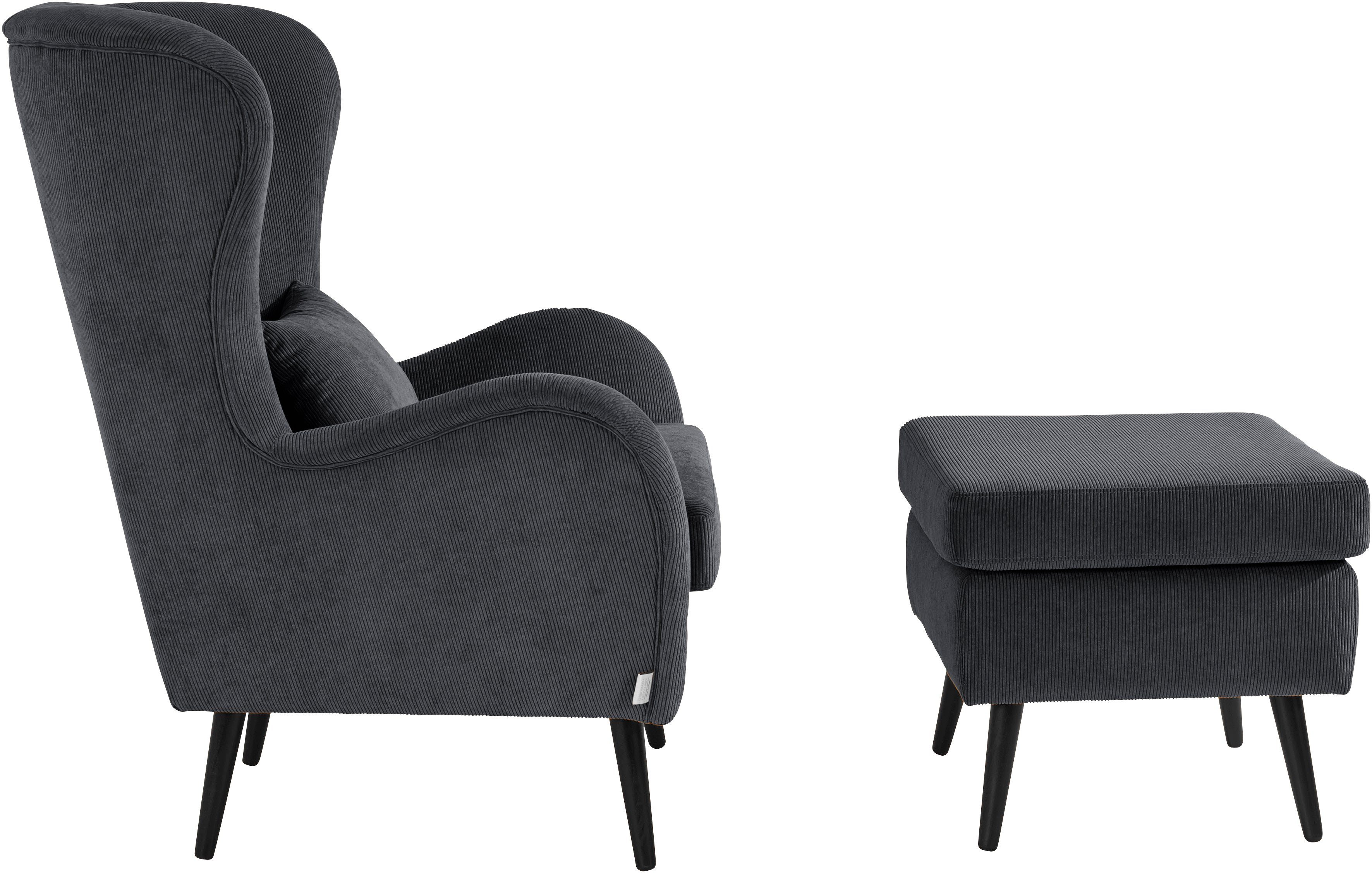 Guido Maria Kretschmer Home&Living Fauteuil Sallito, TV-stoel, oorfauteuil met Hocker, in veel stofkwaliteiten, ook in fluweelcord