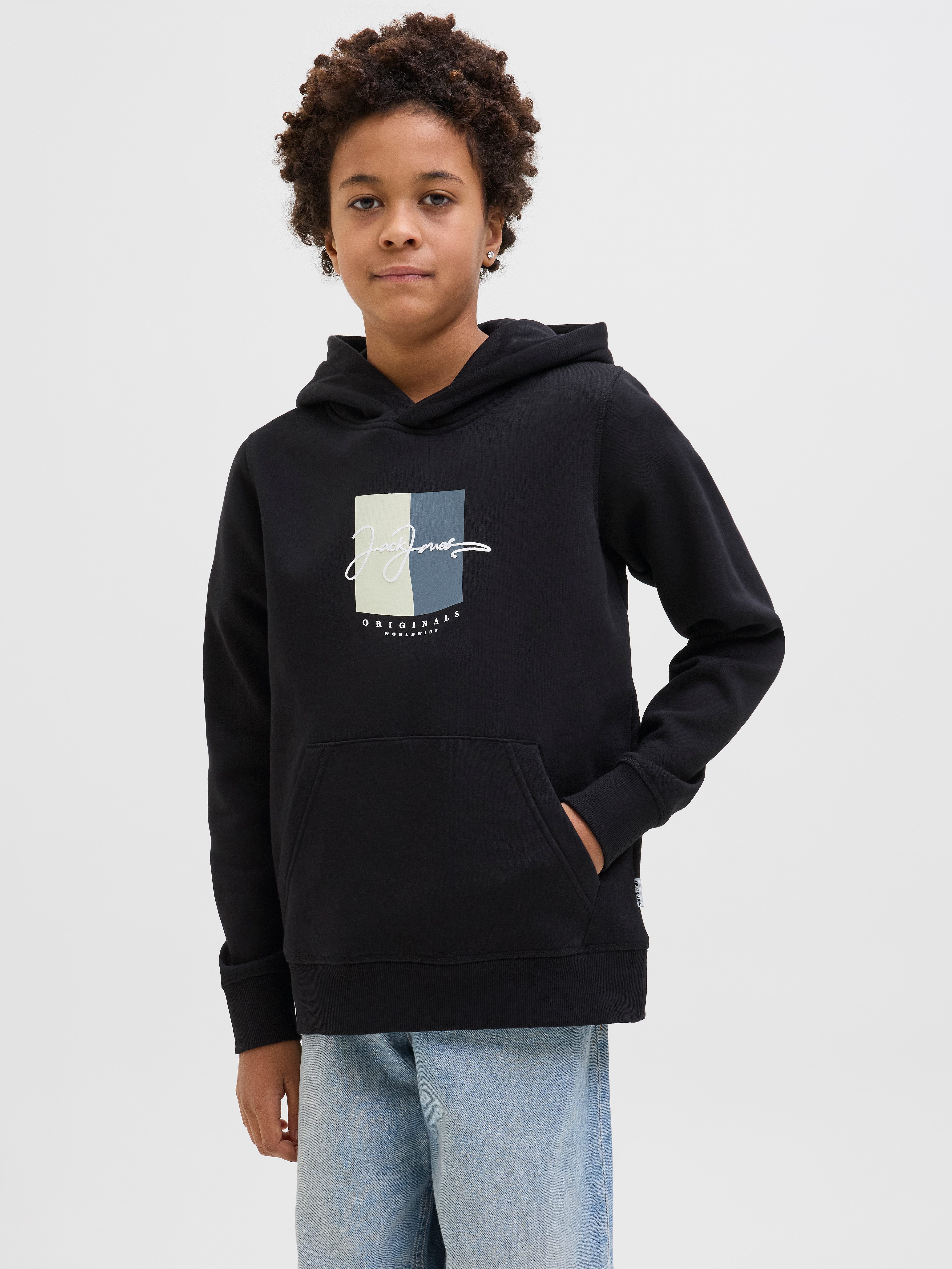 Jack & Jones Junior Hoodie JORFREDERIKSBERG BOX SCI SW.H SN UNB JNR jongens sweatshirts maat 152 zwart