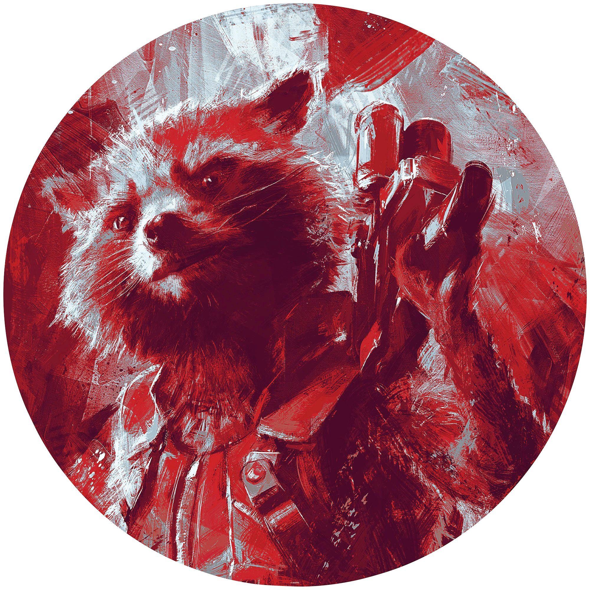 komar fotobehang avengers painting rocket raccoon 125 x 125 cm (breedte x hoogte), rond en zelfklevend multicolor