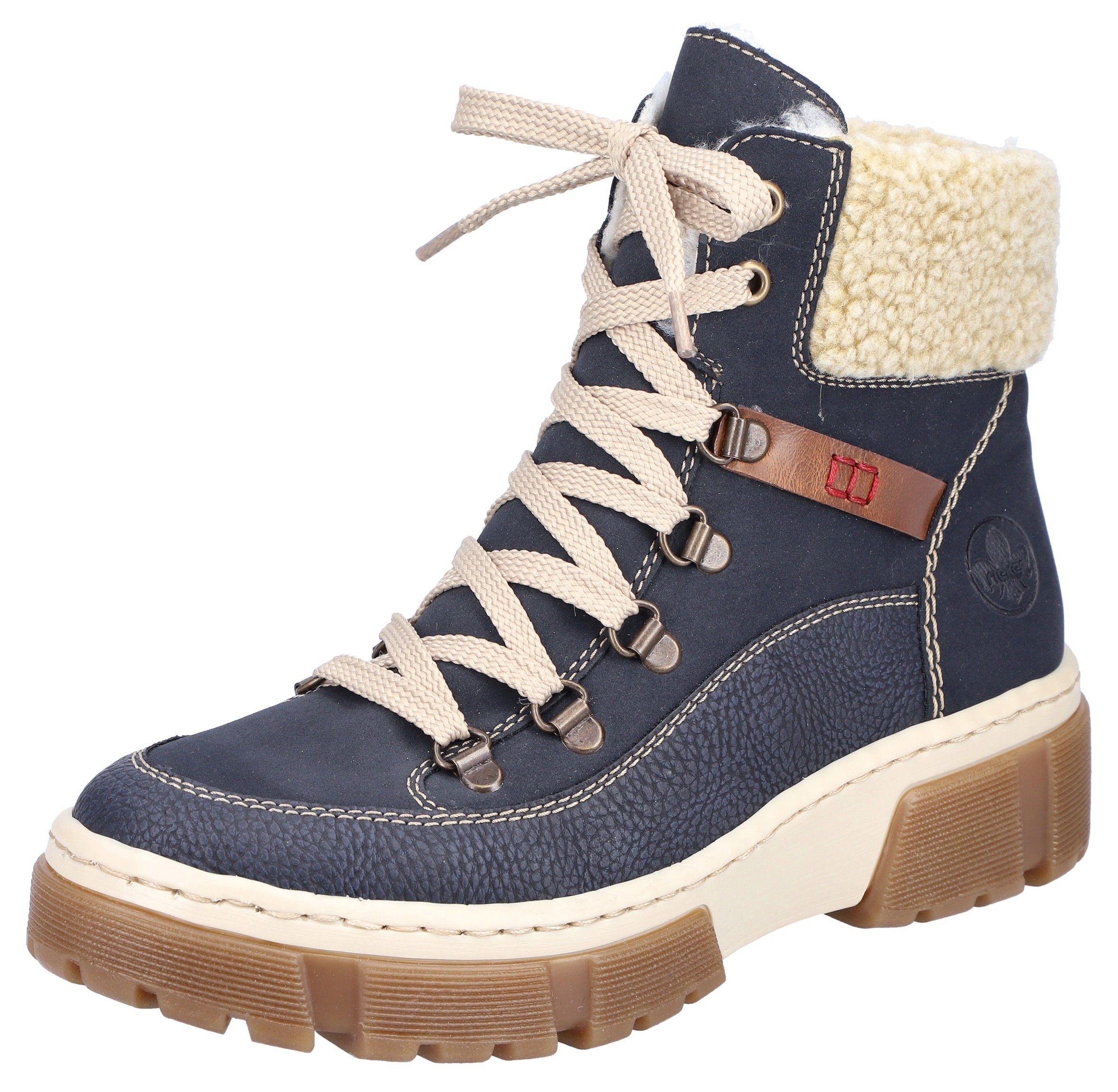 Rieker Winterlaarzen , veterschoenen, winterenkellaarsjes met warme voering dames winterlaarsjes maat 36 EU blauw