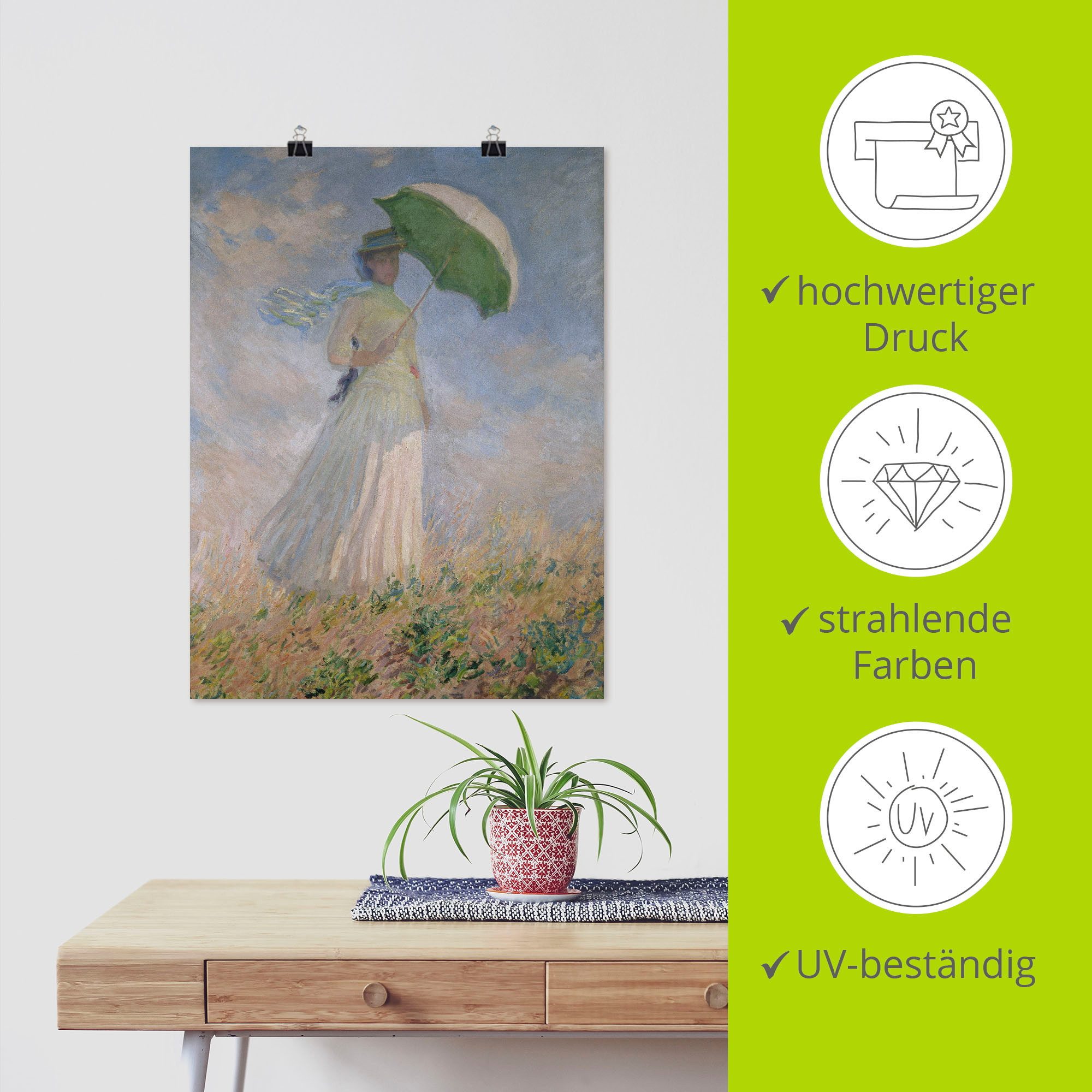 Artland Artprint Vrouw met parasol, Susanne Hoschedé als artprint op linnen, muursticker of poster in verschillende maten