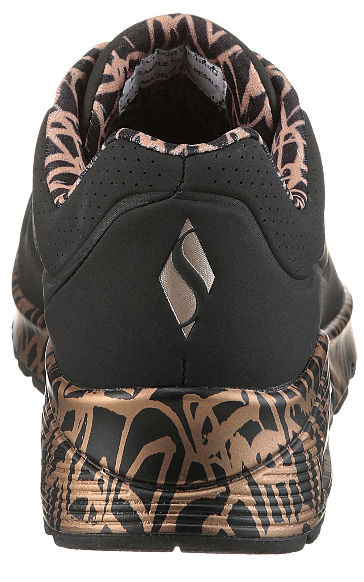 Skechers Sneakers met sleehak UNO-LOVING LOVE Vrijetijdsschoen, lage schoen, veterschoen met coole graffiti-print