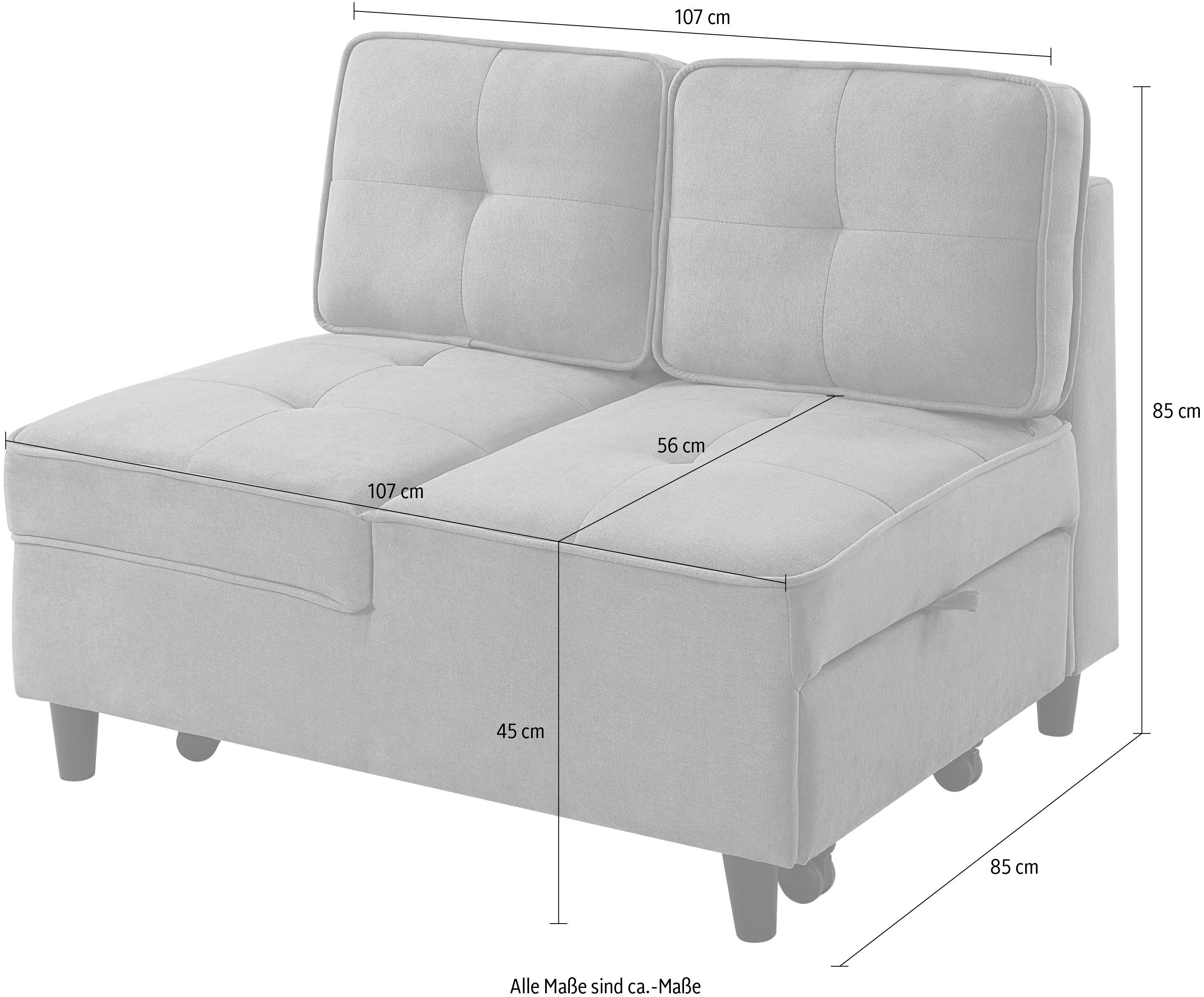 ATLANTIC home collection Slaapbank Freddy te veranderen in een loungestoel, relaxfauteuil en logeerbed, incl. kussen