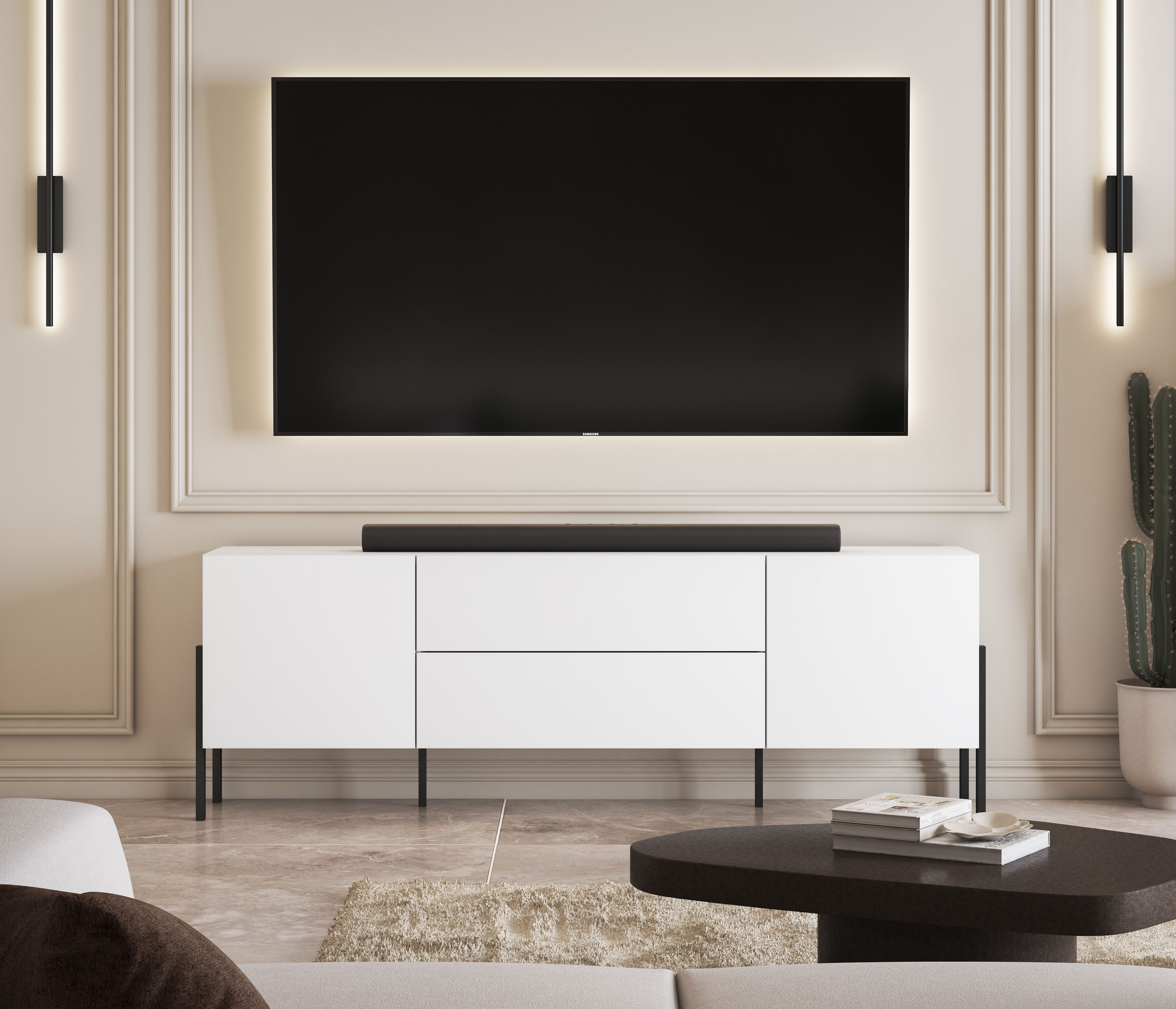 INOSIGN Tv-meubel Jukon, breedte 200 cm, moderne grepless TV-commode, 2 deuren/2 lades