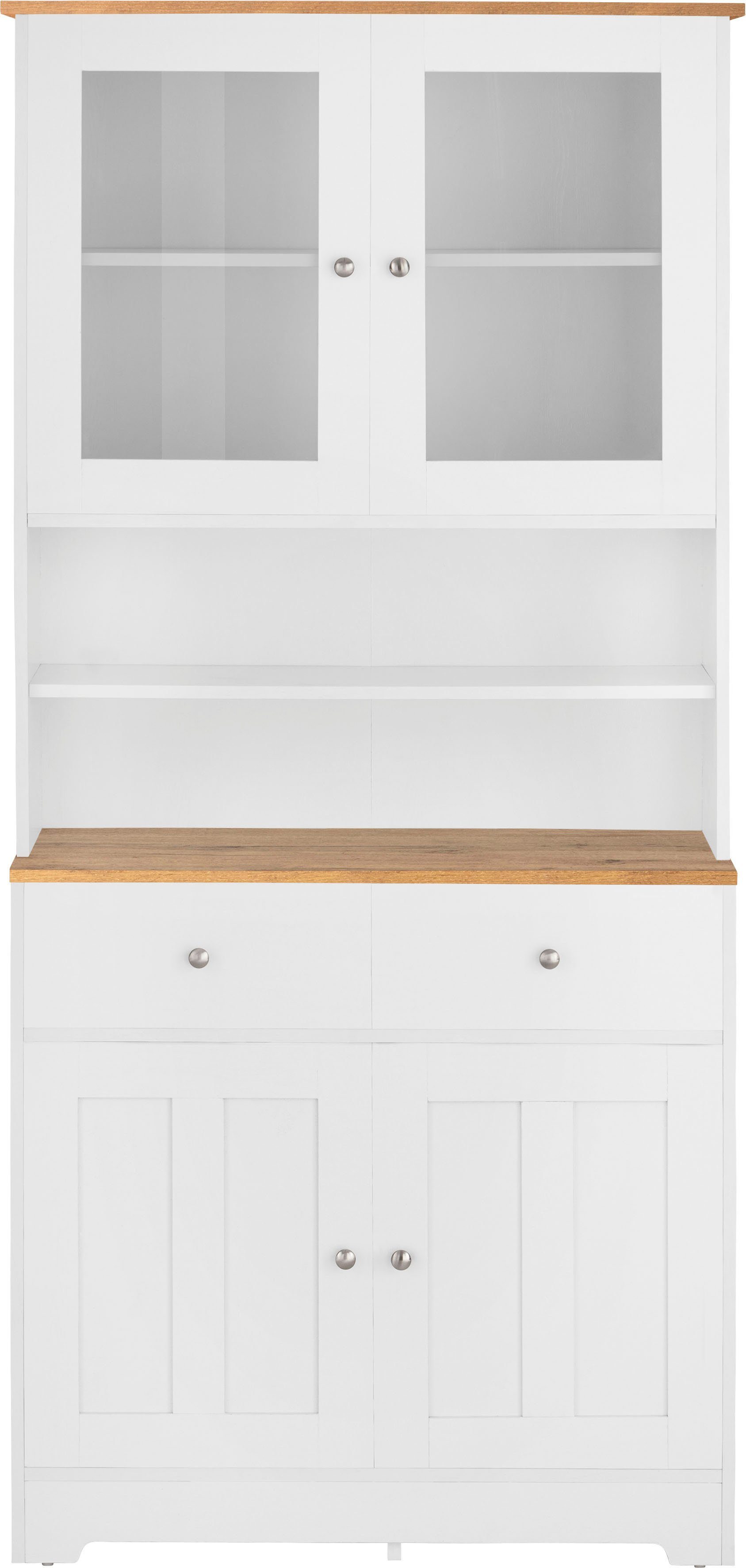 Home affaire Buffetkast Kate Breedte 88 cm, met glasdeuren en houten deuren, metalen handgrepen, hoogte 182 cm