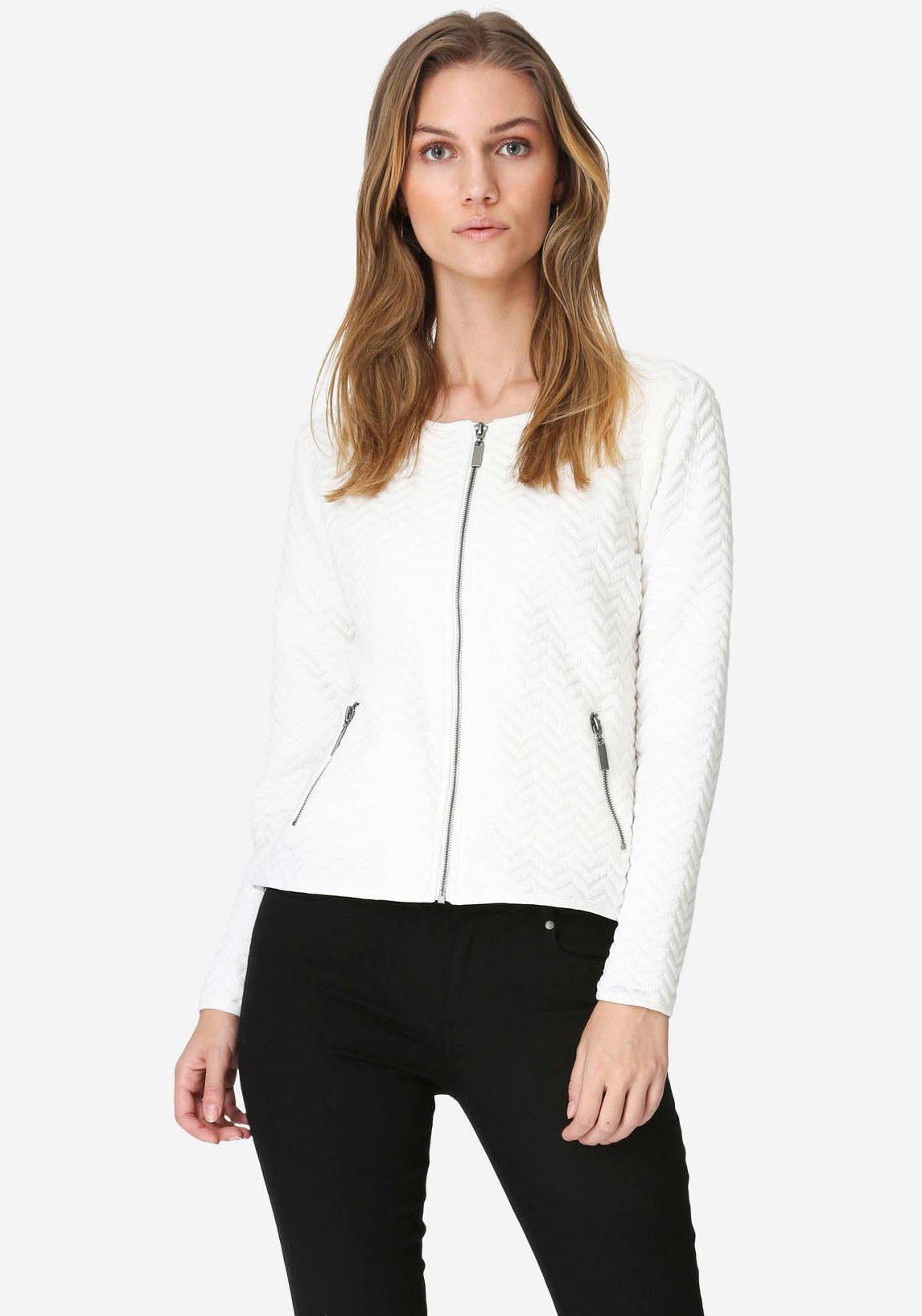 soyaconcept korte blazer sc-francie1 met modieus stikselmotief wit