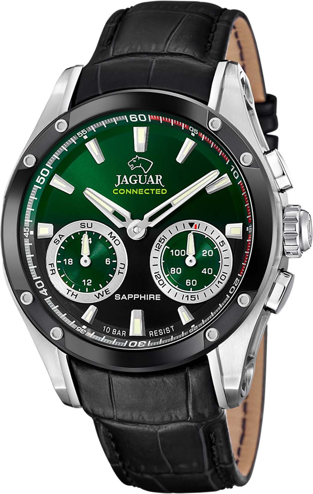 Jaguar Chronograaf Connected Special Edition Polshorloge, quartz, herenhorloge, saffierglas, stopwatchfunctie (set, 3-delig, Met wisselband en gereedschap)