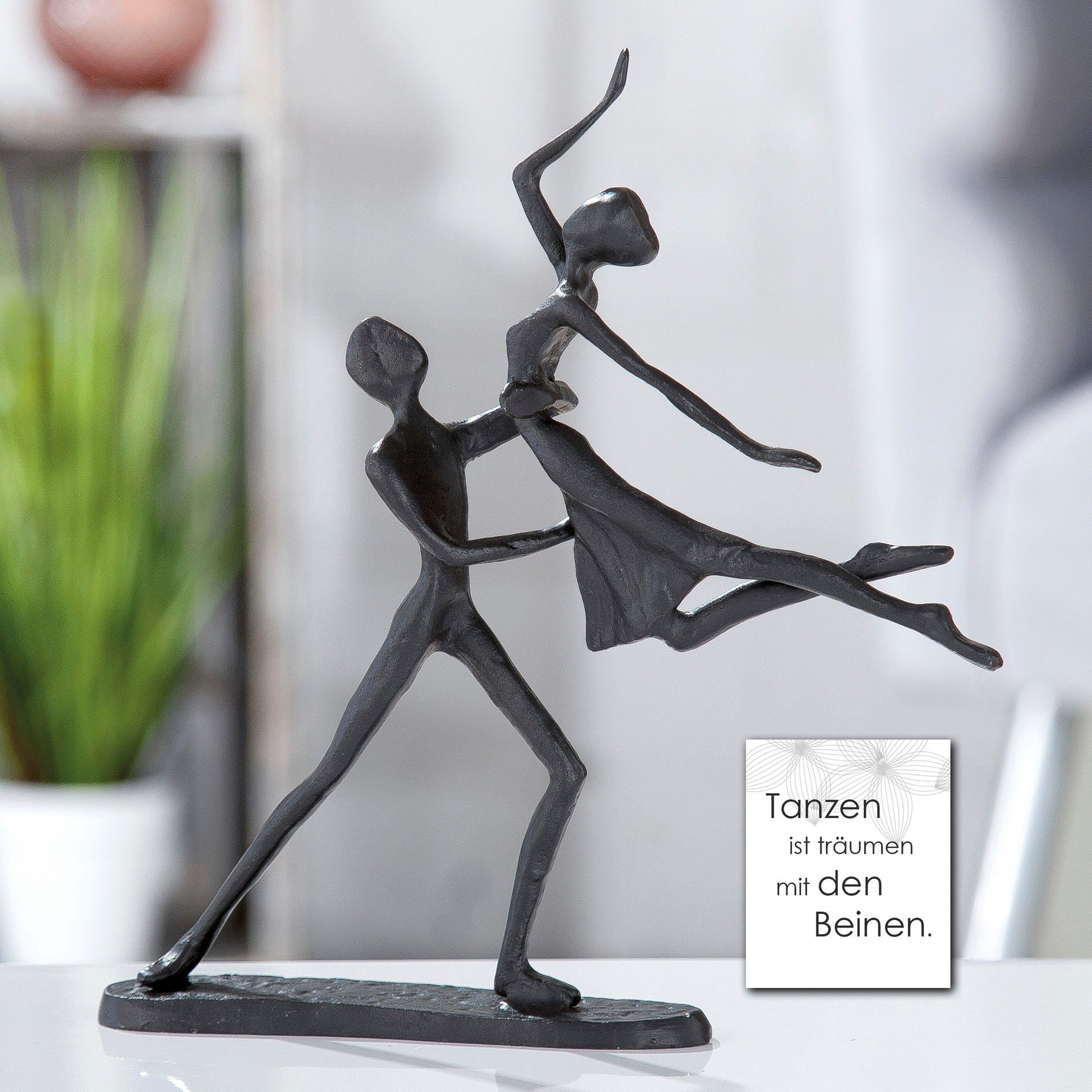 Casablanca by Gilde Decoratief figuur Design sculptuur danspaar, bruin Decoratief object, van metaal, hoogte 17,5 cm, woonkamer (1 stuk)