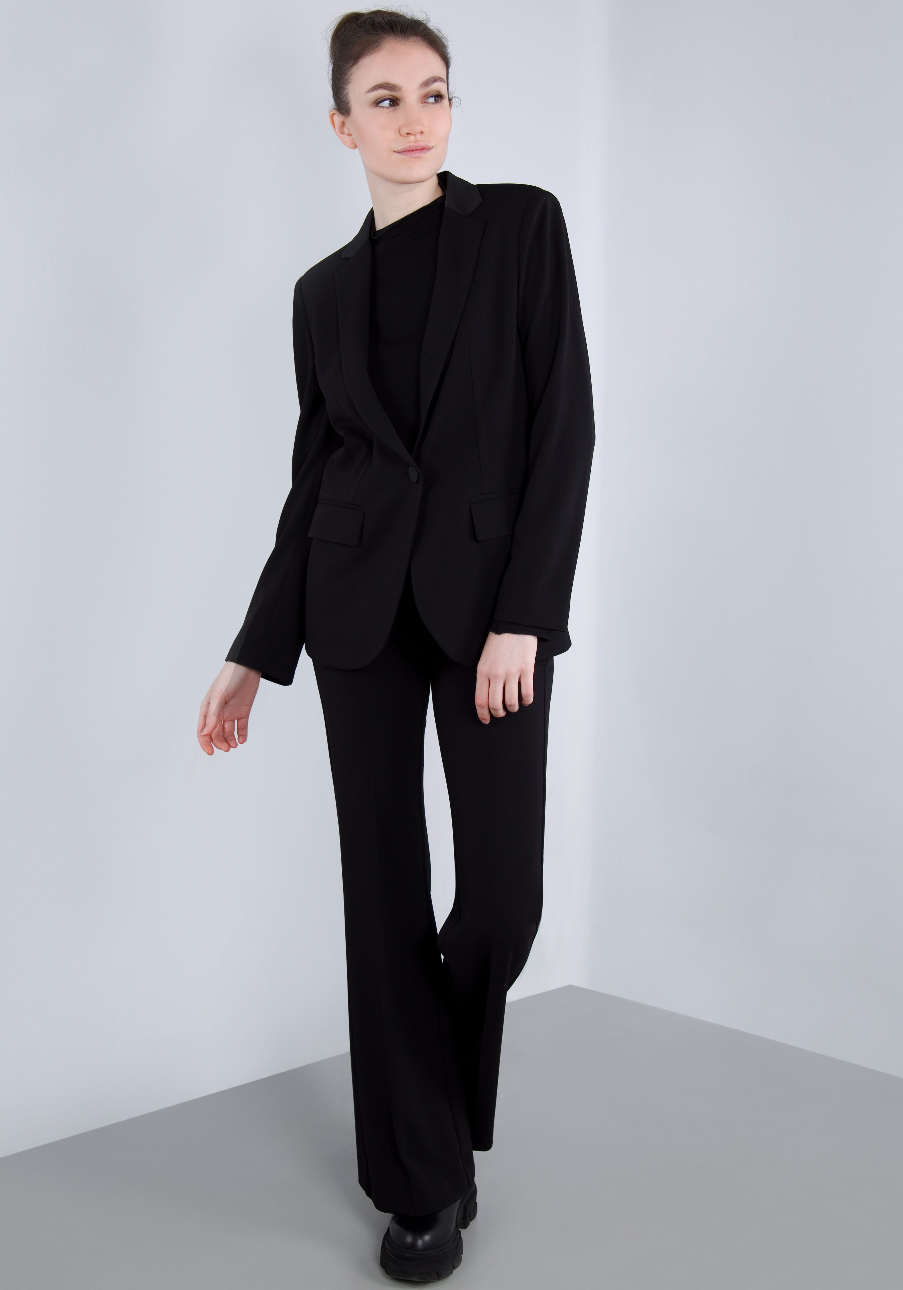 IMPERIAL Lange blazer met satijnen details en stretch