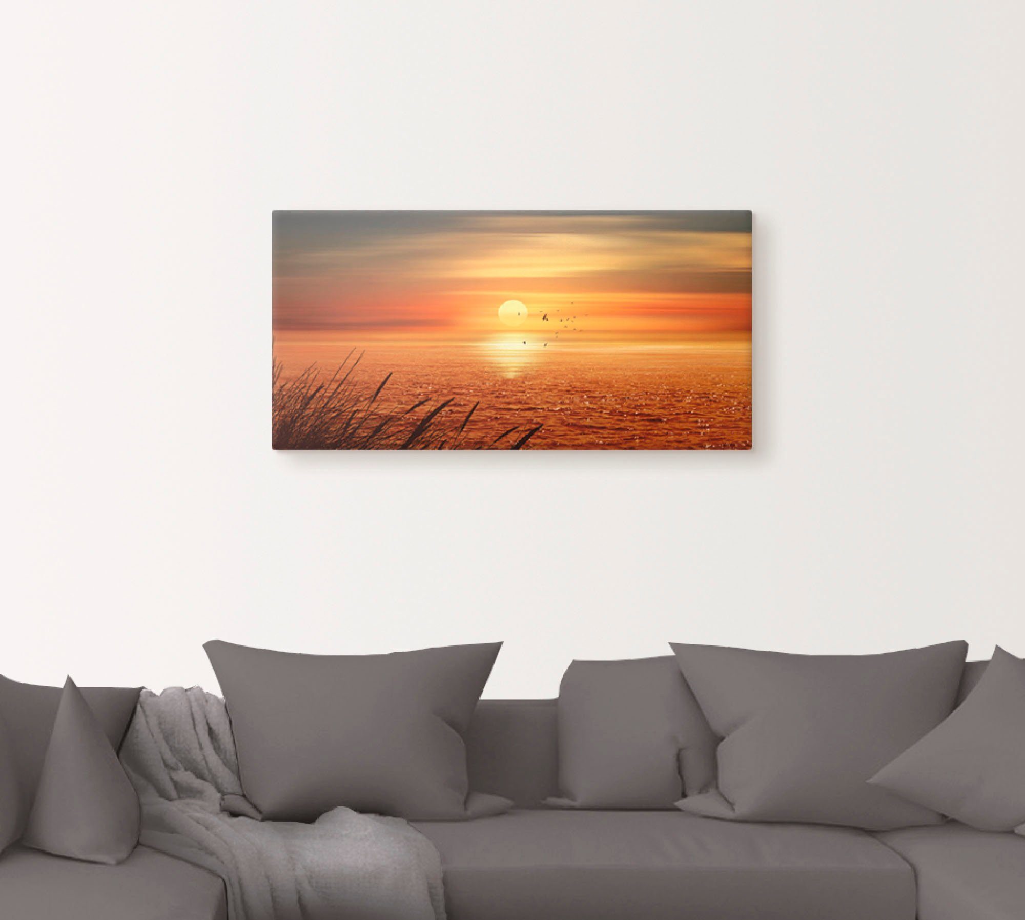 Artland Artprint Zonsondergang boven de zee als artprint op linnen, poster, muursticker in verschillende maten