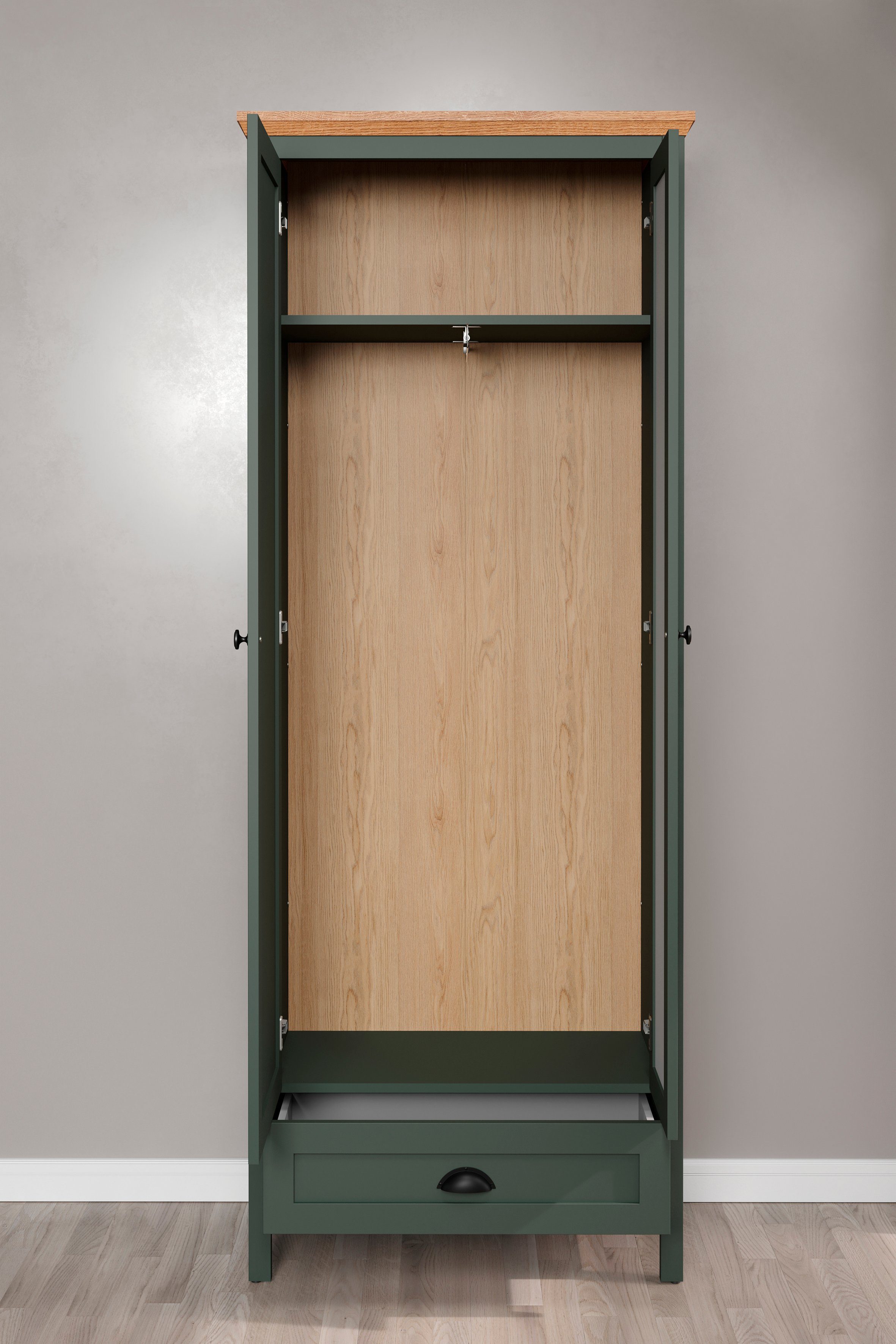 Home affaire Kledingkast Vienna Kledingkast in landhuisstijl, met kledingstang - (B/H) 77/198 cm (1 stuk)
