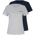 tom tailor t-shirt met biokatoen (set, 2-delig, set van 2) blauw