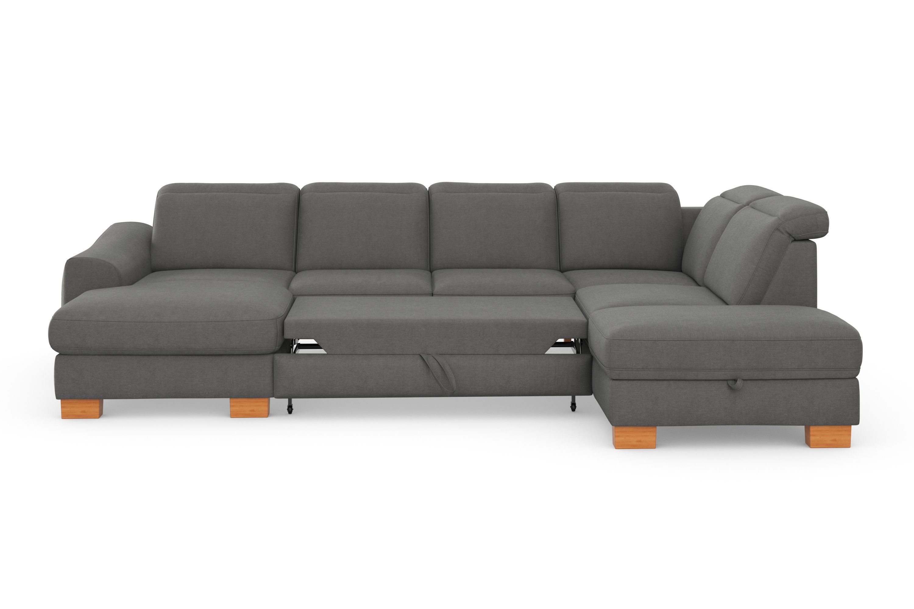 sit&more Zithoek Dundee U-vorm met binnenvering en massief houten poten, naar keuze met verstelbare hoofdsteun