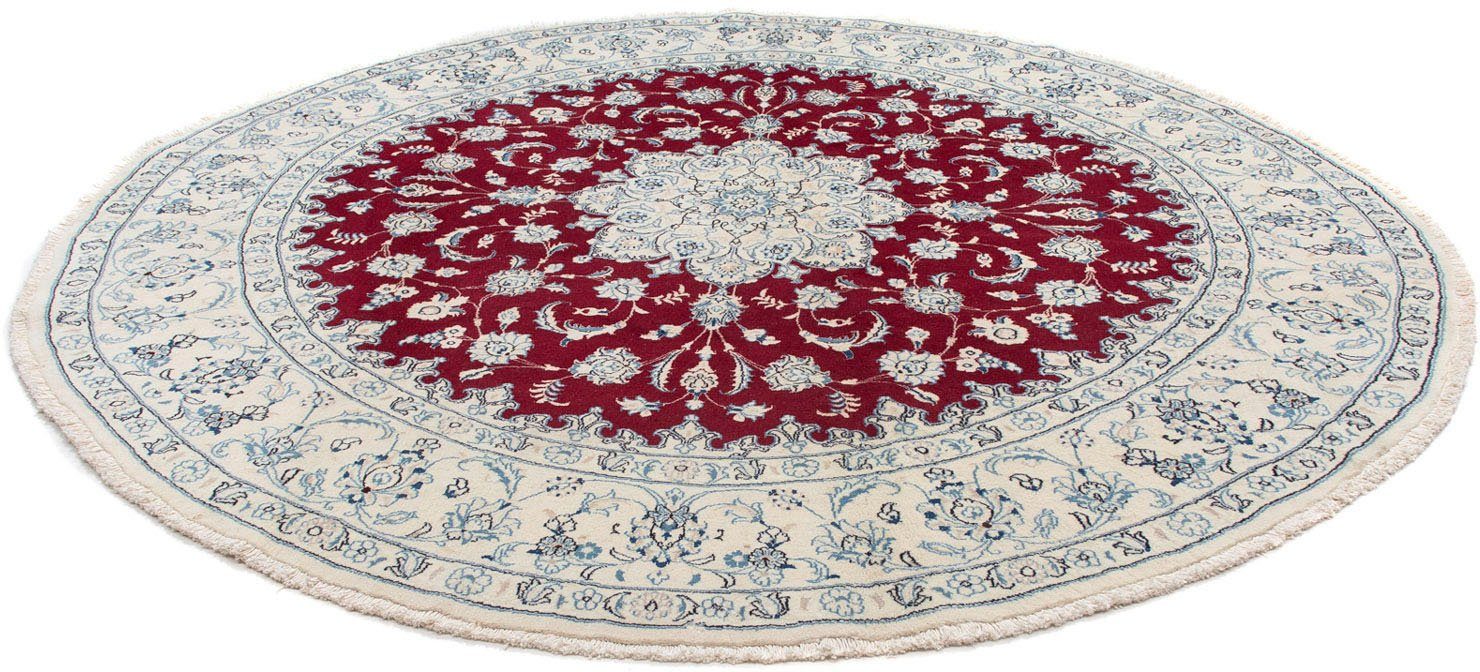 morgenland Wollen kleed Nain medaillon rosso scuro 245 x 245 cm Uniek exemplaar met certificaat