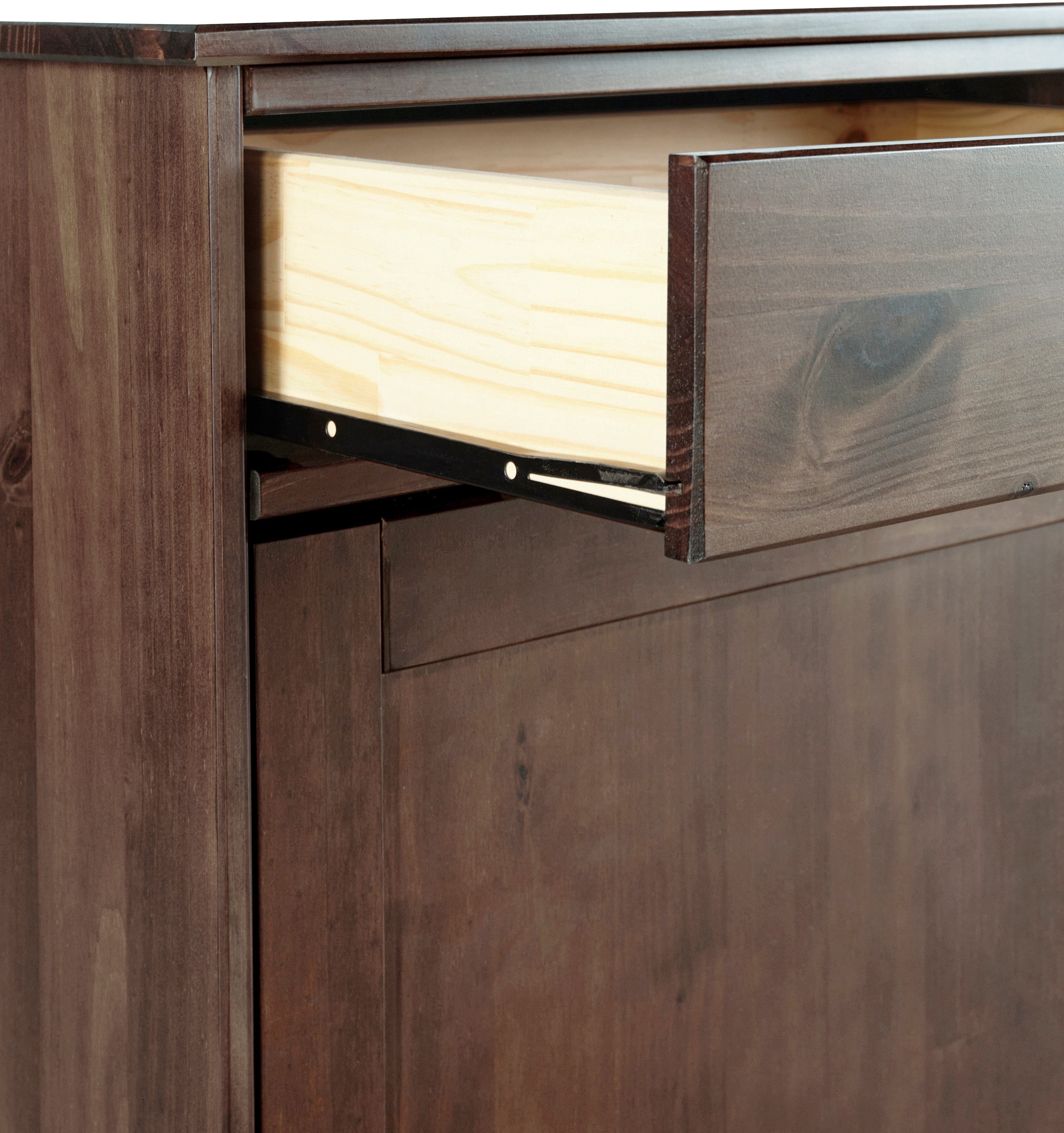 Home affaire Dressoir Schröder Commode, 2 schuifdeuren, 2 lades, van massief dennenhout