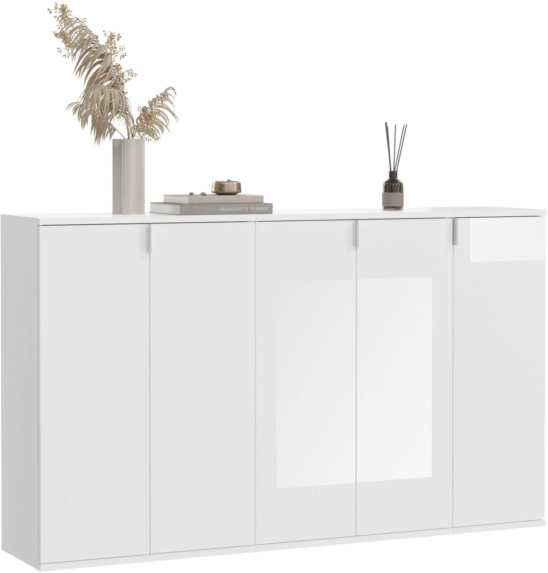 INOSIGN Halmeubelset Trondheim, Breedte 152 cm, bestaande uit 3 Kommoden, 5 Deuren, 16 Vakken (set, 3-delig) wandkapstokken wit