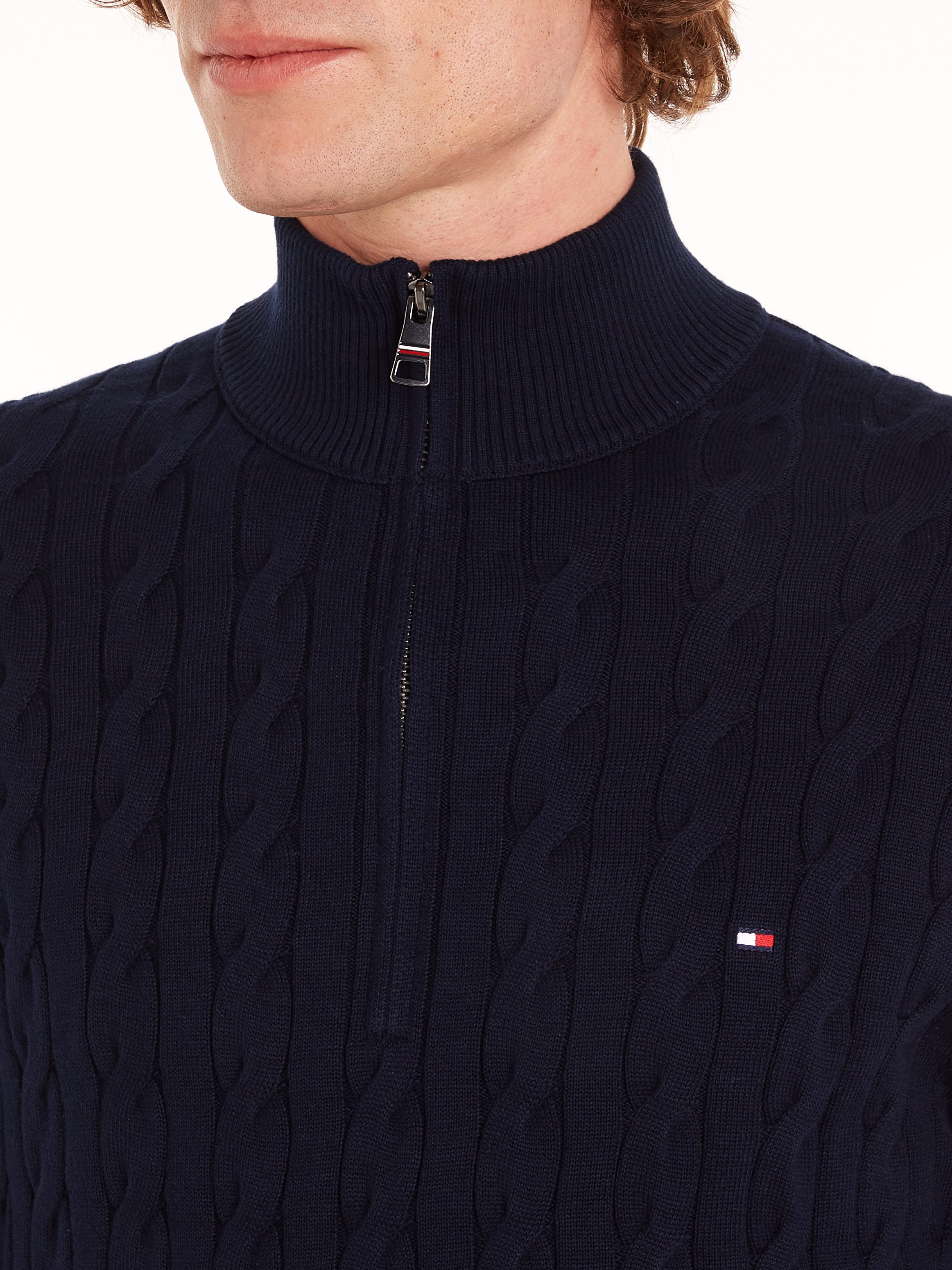 Tommy Hilfiger Gebreide trui CLASSIC COTTON CABLE ZIP MOCK