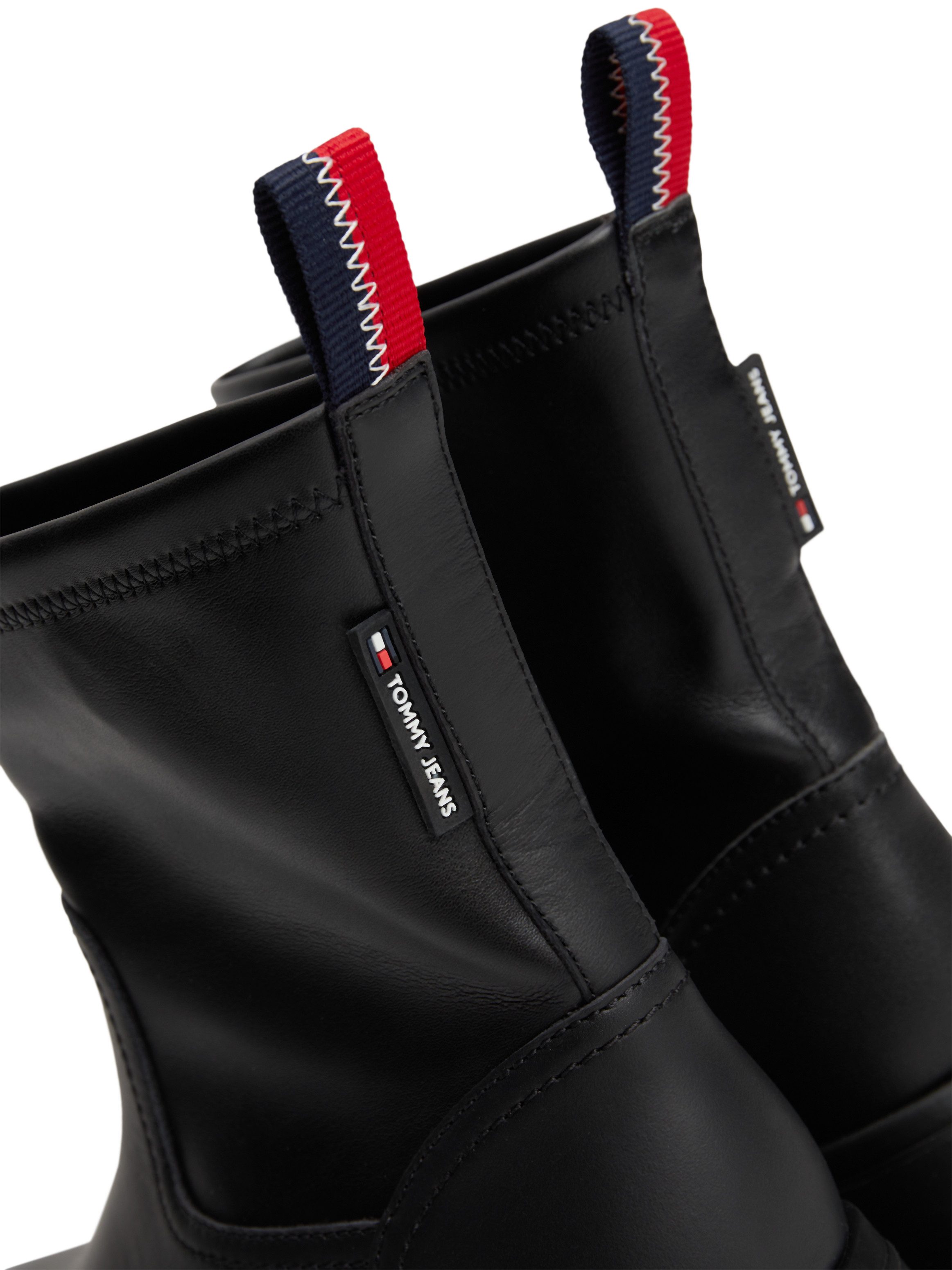 TOMMY JEANS Laarsjes TJW CHUNKY CHELSEA BOOT MIX MAT blokhak, plateau, instap laarzen, combat-boots met label