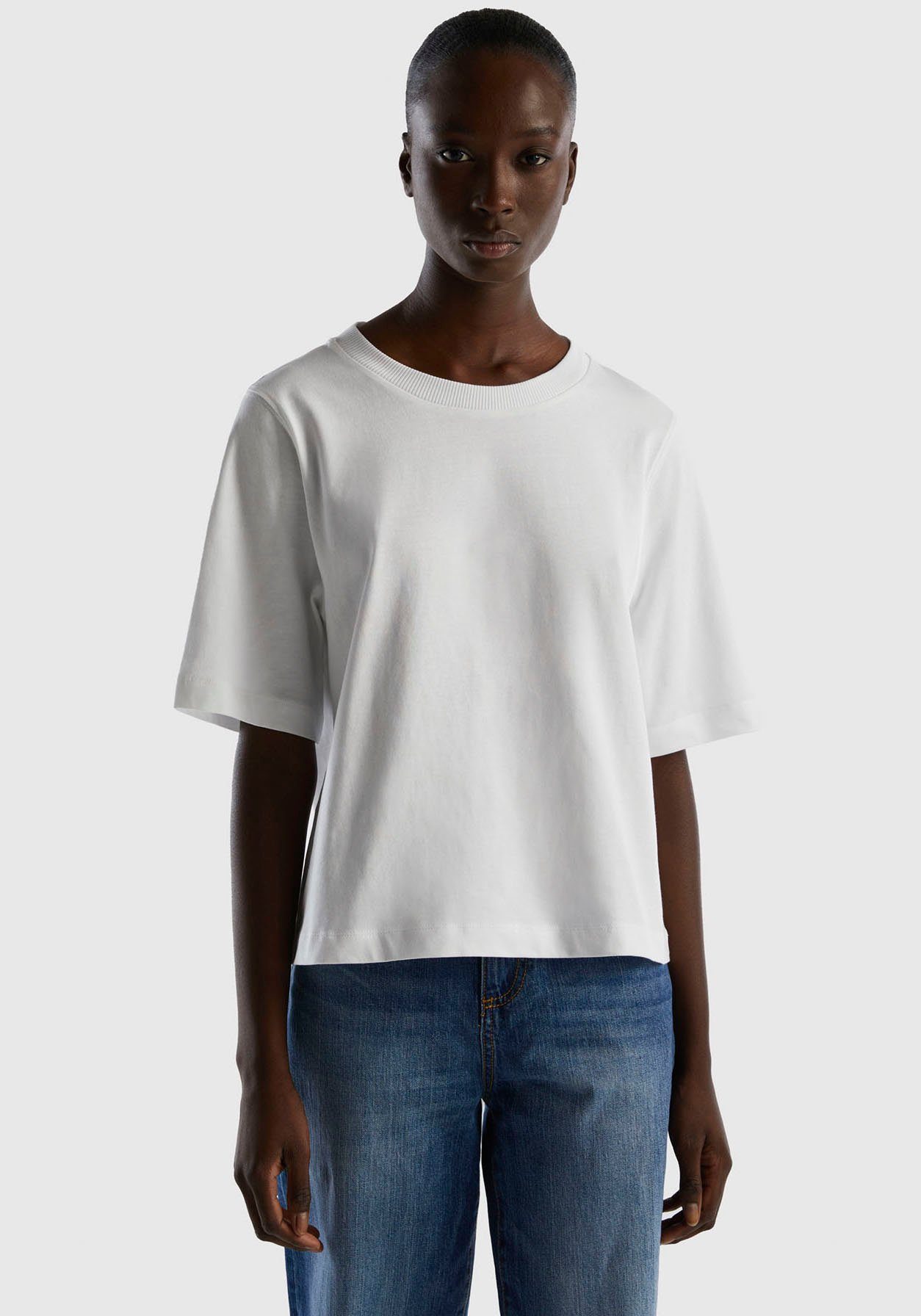 United Colors of Benetton T-shirt in basic look dames t-shirts maat XS (34) wit