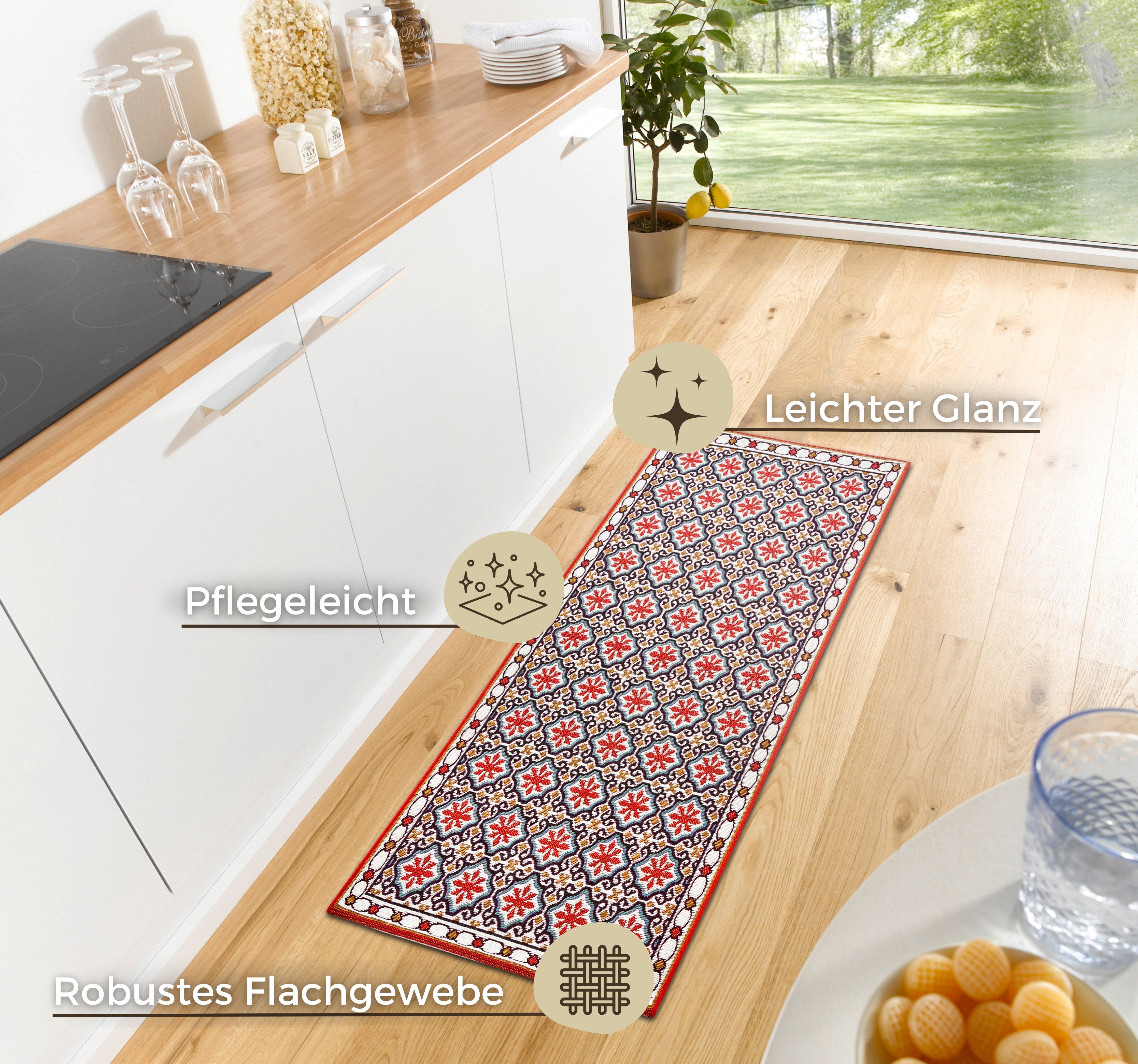 HANSE Home Loper Retro slijtvast, onderhoudsvriendelijk, robuust, antislip, keuken, gang