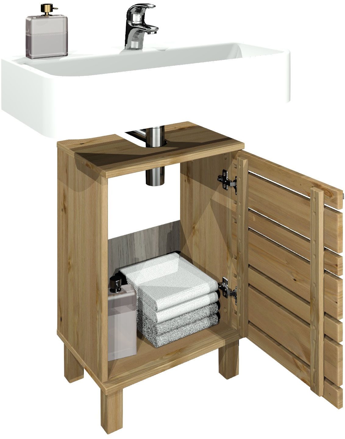 Home affaire Wastafelonderkast Josie Breedte 40 cm, van massief hout, metalen greep, 1 deur
